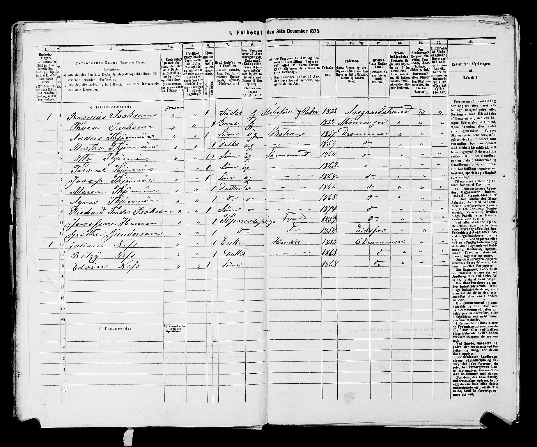 SAKO, 1875 census for 0602 Drammen, 1875, p. 3384