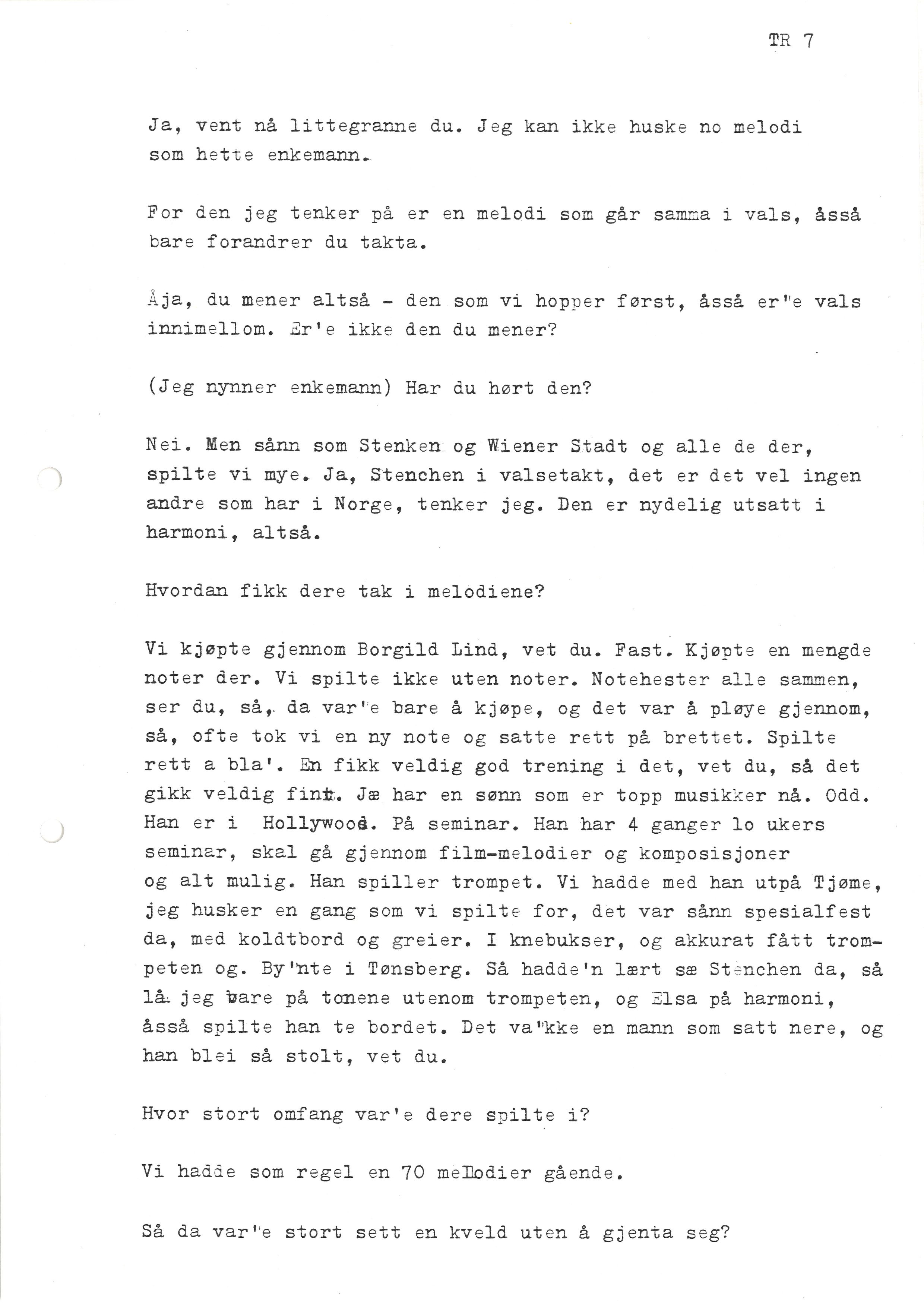 Sa 16 - Folkemusikk fra Vestfold, Gjerdesamlingen, VEMU/A-1868/I/L0001: Informantregister med intervjunedtegnelser, 1979-1986