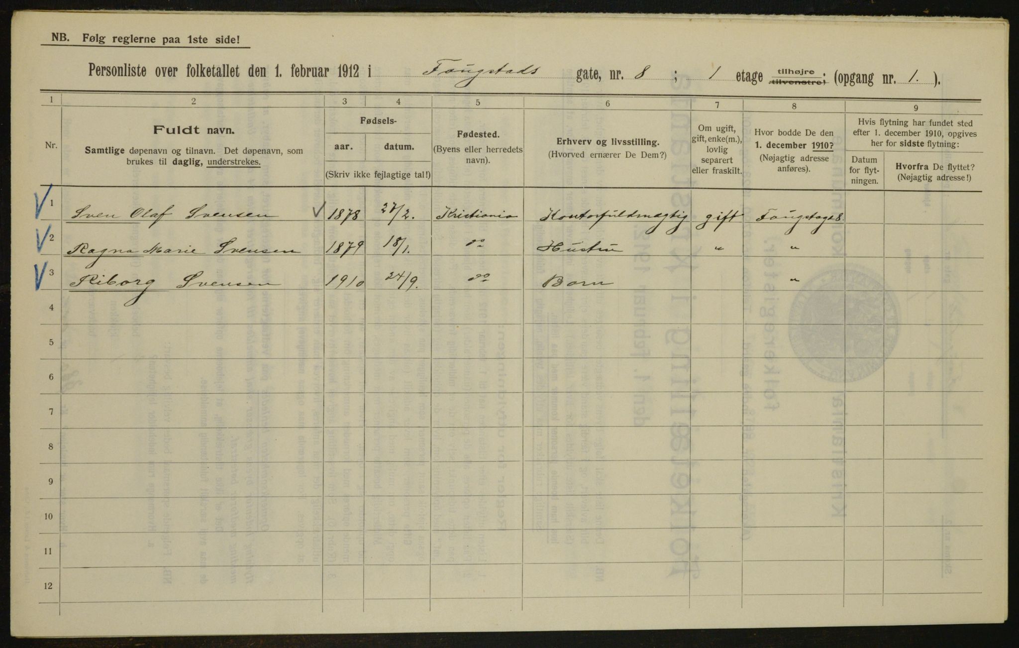 OBA, Municipal Census 1912 for Kristiania, 1912, p. 25347