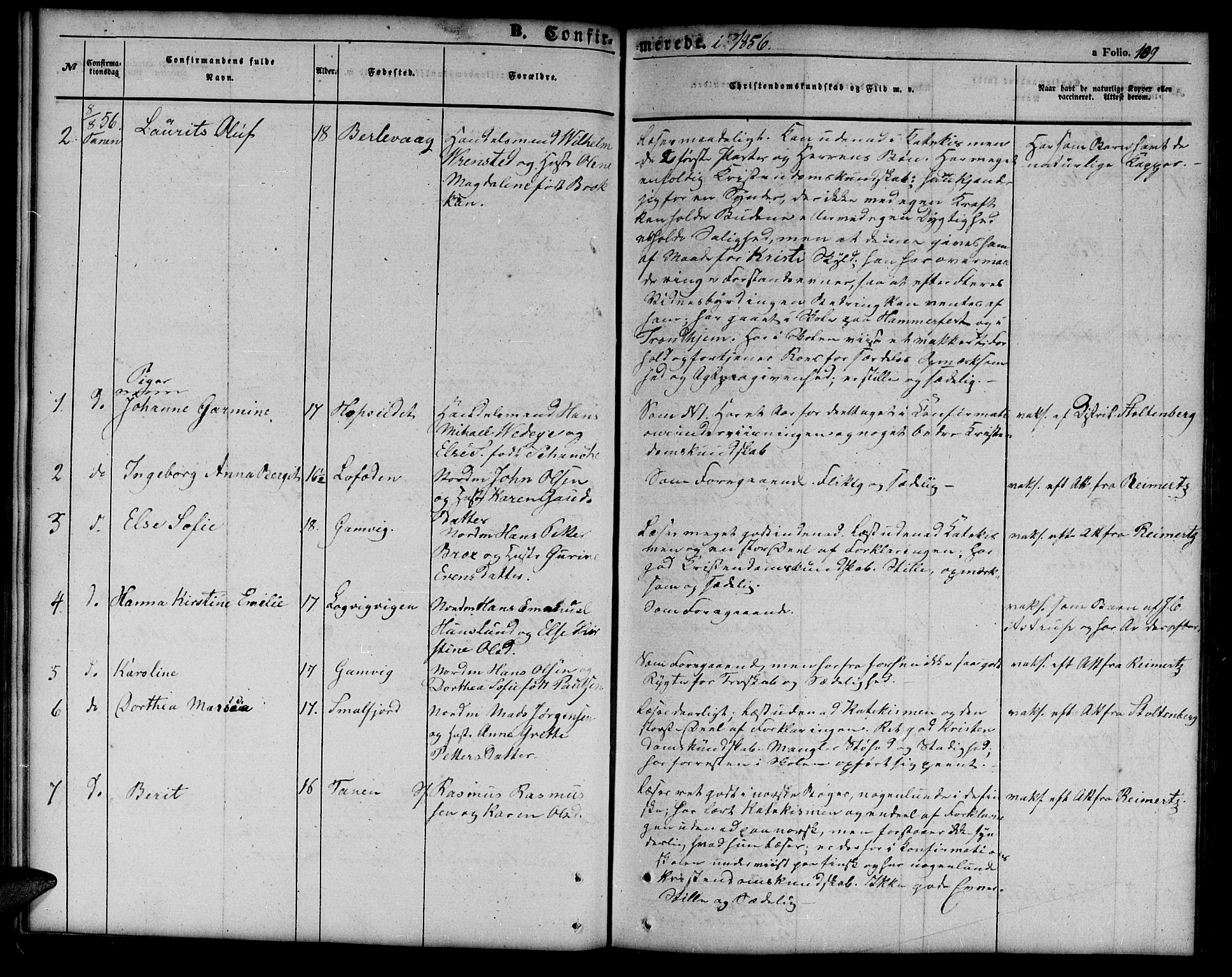 Tana sokneprestkontor, SATØ/S-1334/H/Hb/L0001klokker: Parish register (copy) no. 1 /1, 1853-1867, p. 109