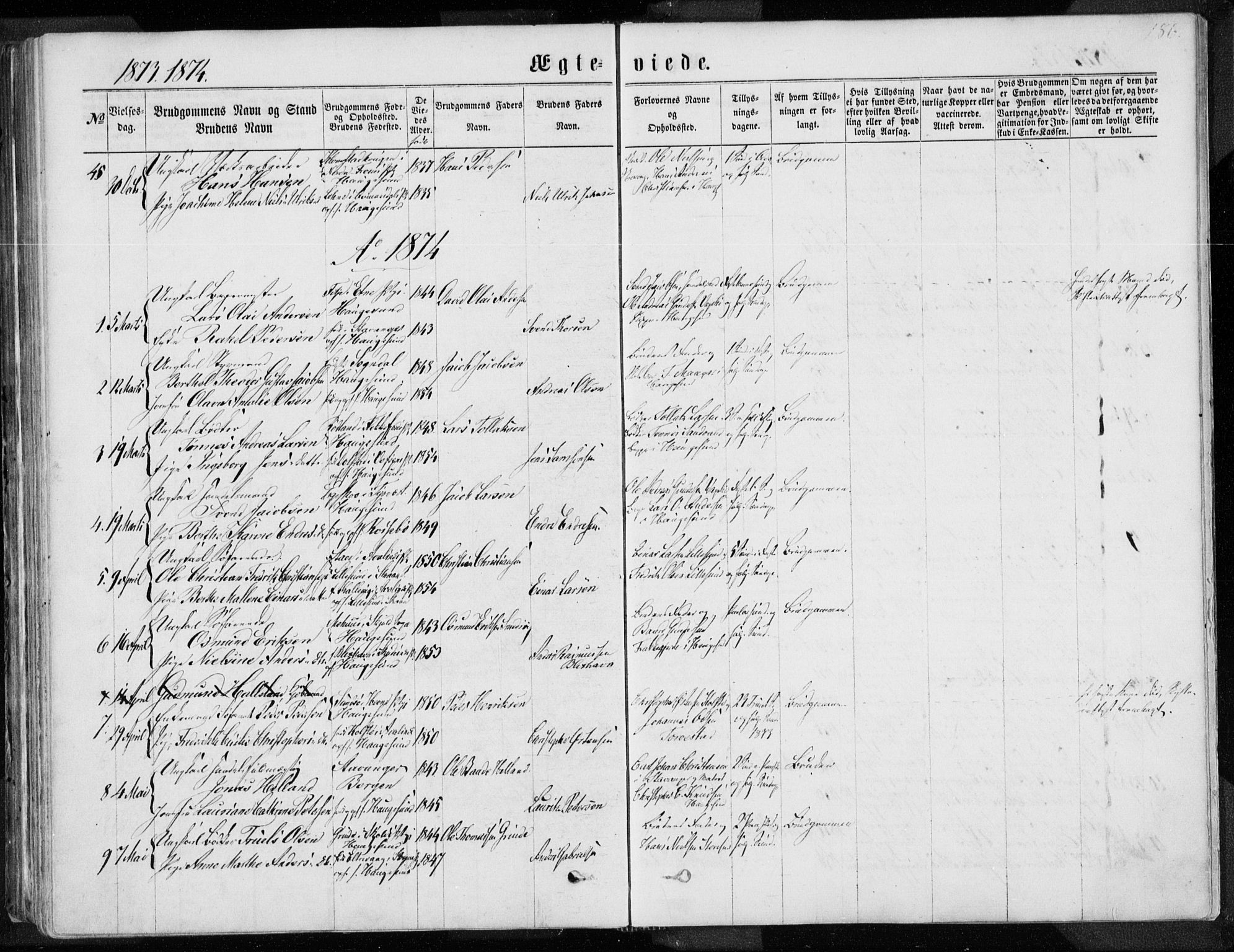 Torvastad sokneprestkontor, SAST/A -101857/H/Ha/Haa/L0012: Parish register (official) no. A 12.1, 1867-1877, p. 186