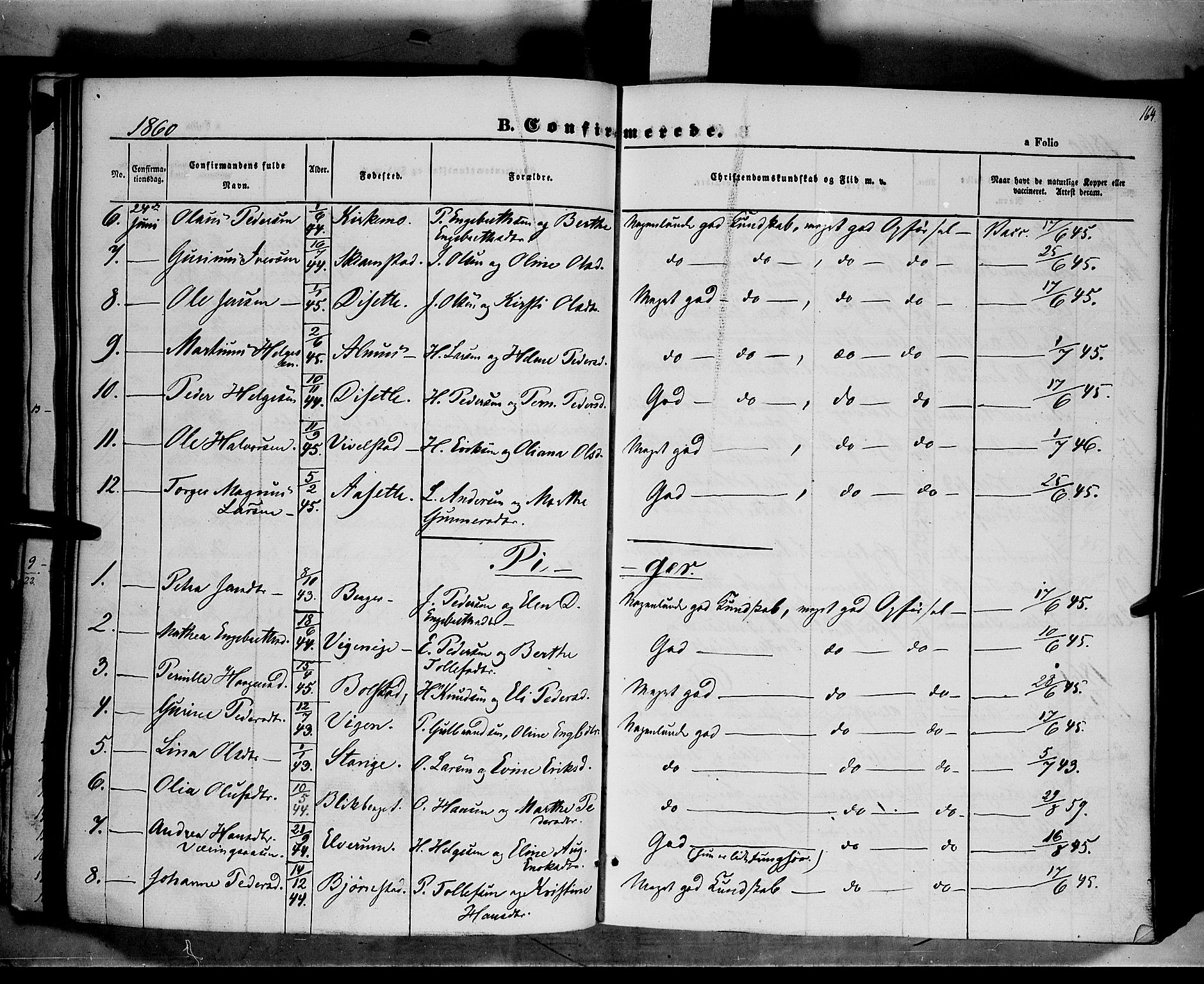 Åmot prestekontor, Hedmark, SAH/PREST-056/H/Ha/Haa/L0006: Parish register (official) no. 6, 1842-1861, p. 164