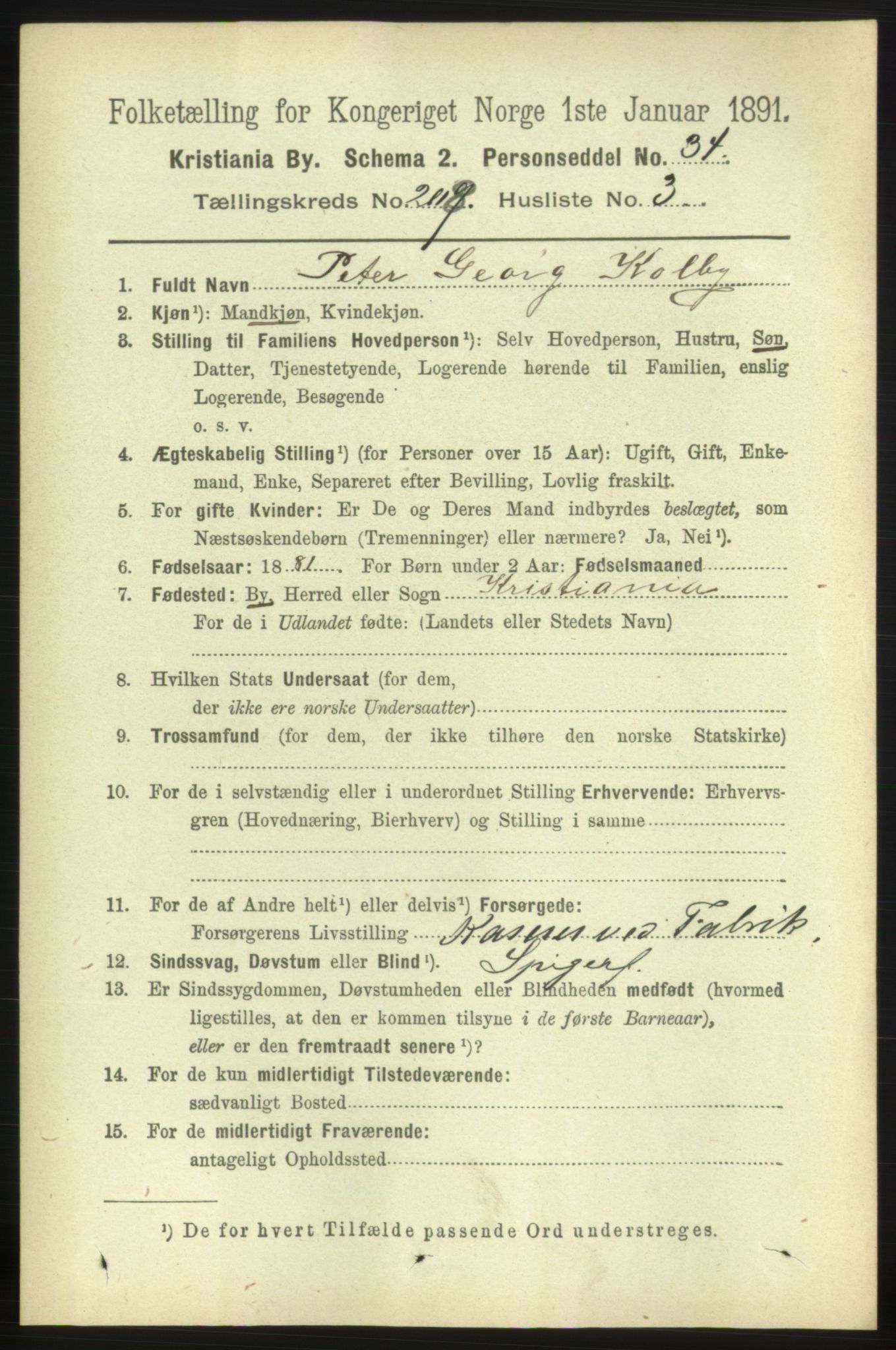 RA, 1891 census for 0301 Kristiania, 1891, p. 124891