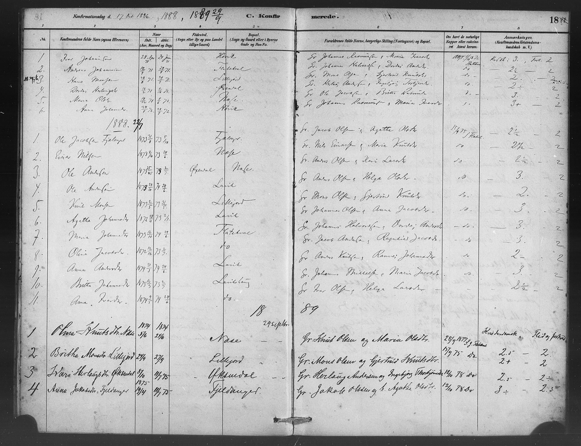 Vaksdal Sokneprestembete, AV/SAB-A-78901/H/Haa: Parish register (official) no. C 1, 1881-1900, p. 18