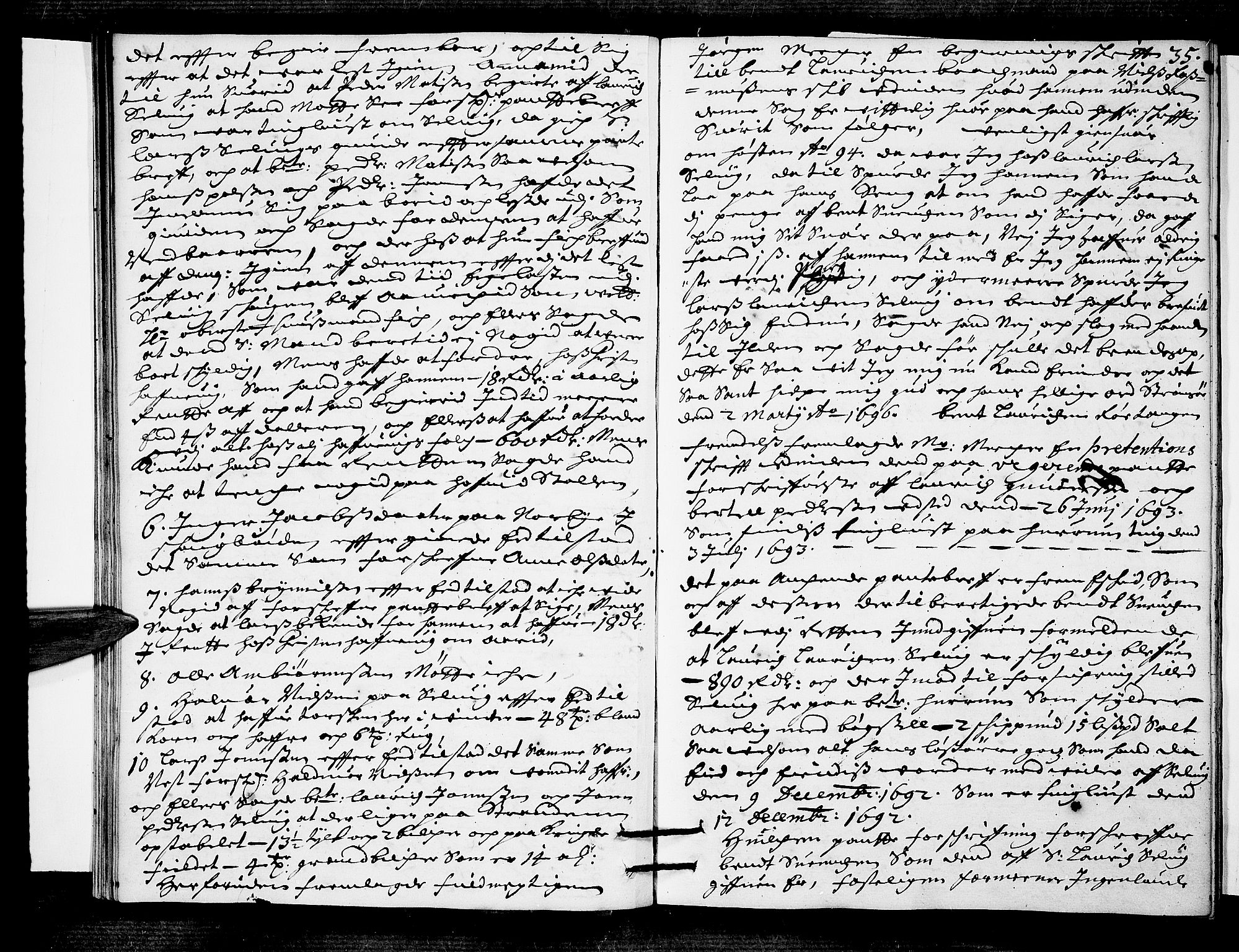 Lier, Røyken og Hurum sorenskriveri, AV/SAKO-A-89/F/Fa/L0036: Tingbok, 1695-1696, p. 35