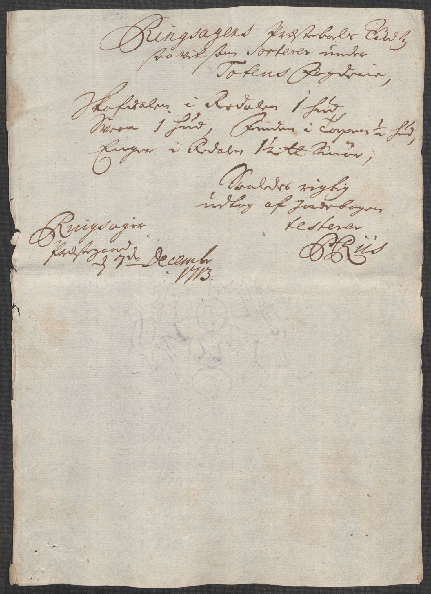 Rentekammeret inntil 1814, Reviderte regnskaper, Fogderegnskap, AV/RA-EA-4092/R18/L1311: Fogderegnskap Hadeland, Toten og Valdres, 1713, p. 293