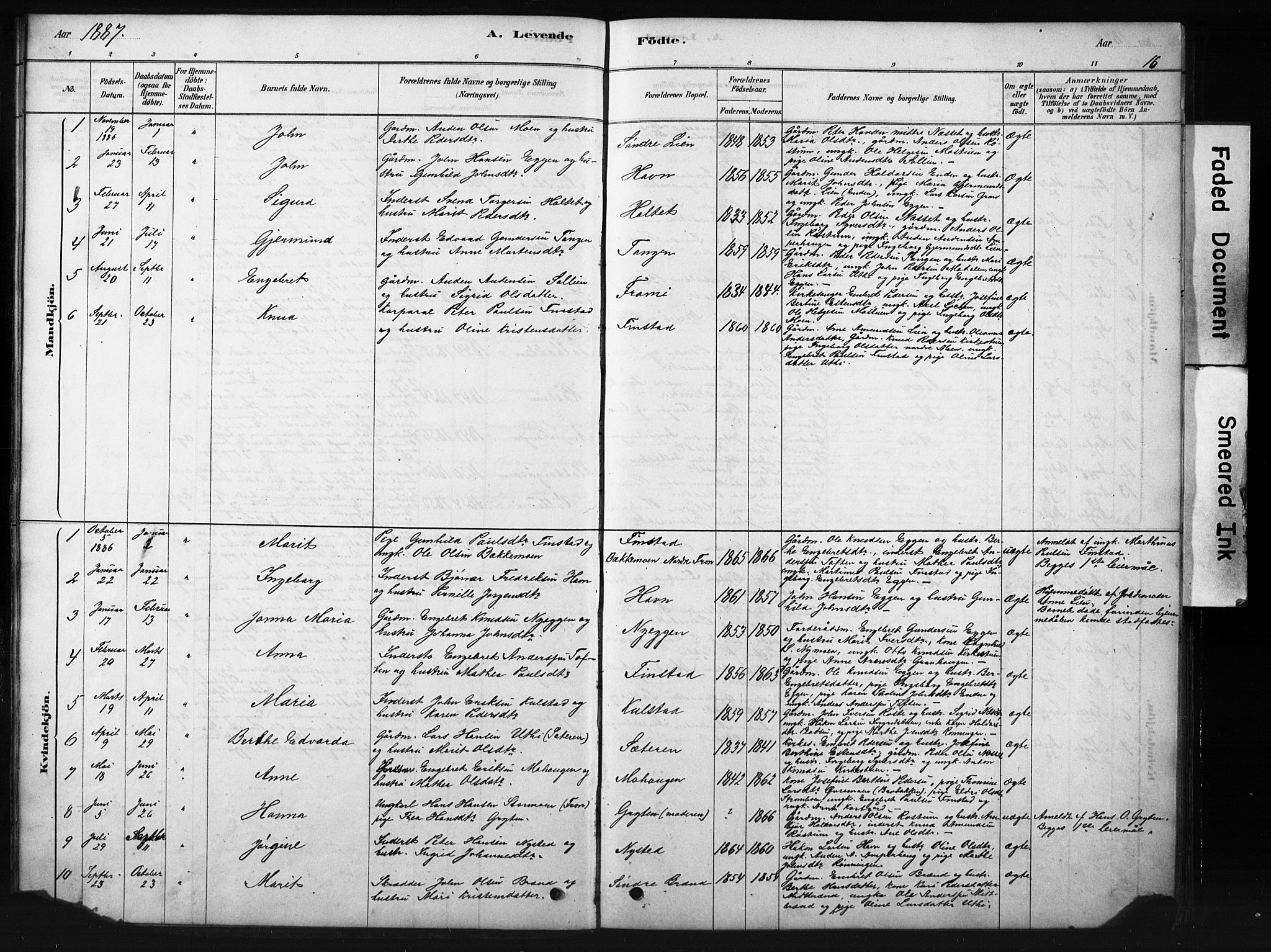 Sollia prestekontor, SAH/PREST-050/H/Ha/Hab/L0002: Parish register (copy) no. 2, 1880-1933, p. 16