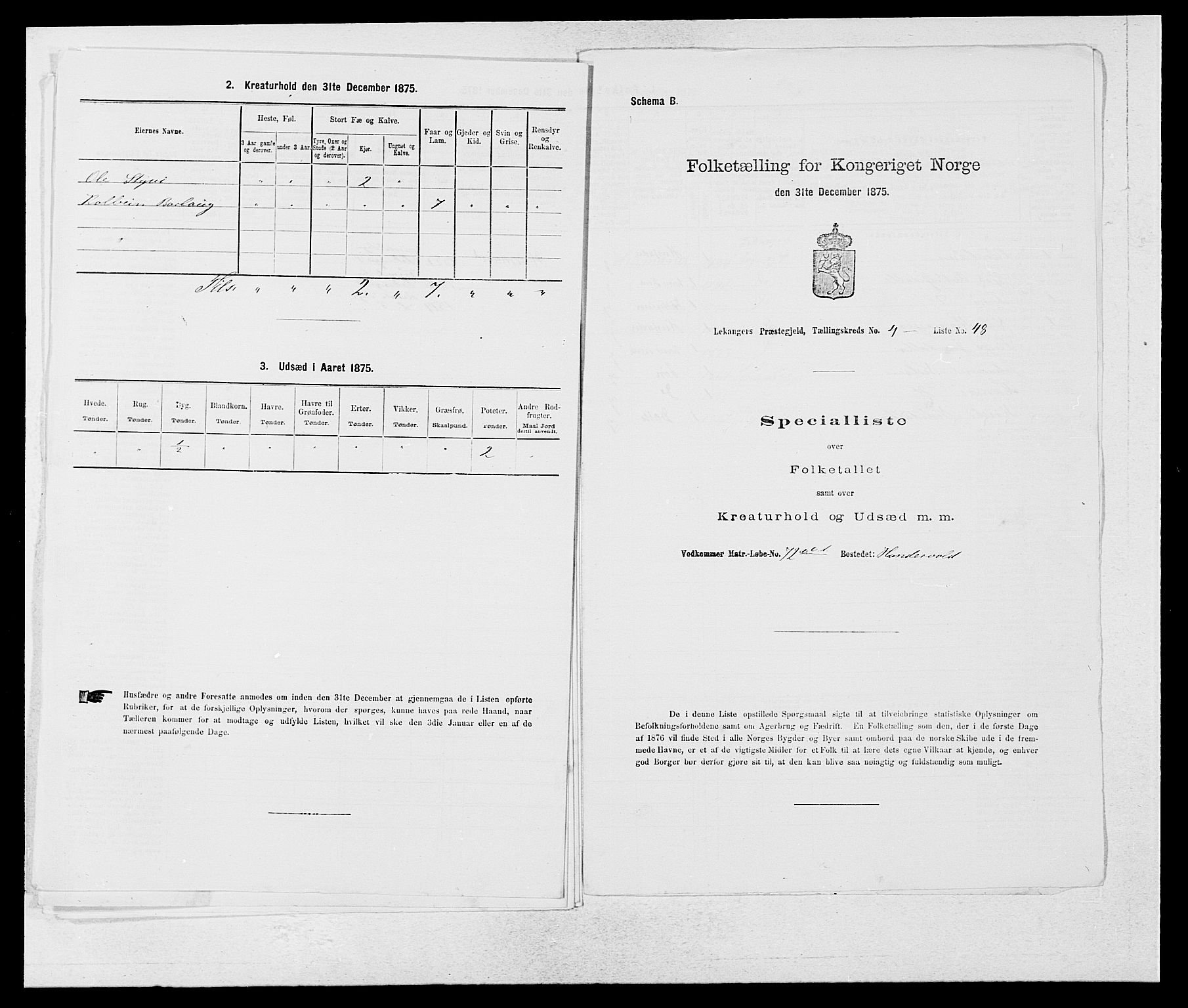 SAB, 1875 census for 1419P Leikanger, 1875, p. 403