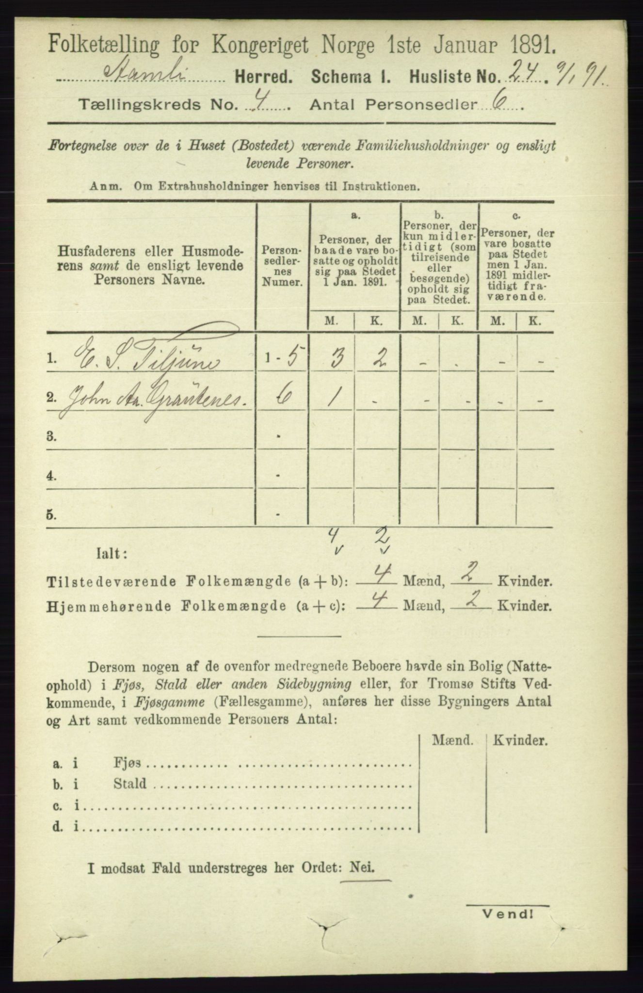 RA, 1891 census for 0929 Åmli, 1891, p. 434