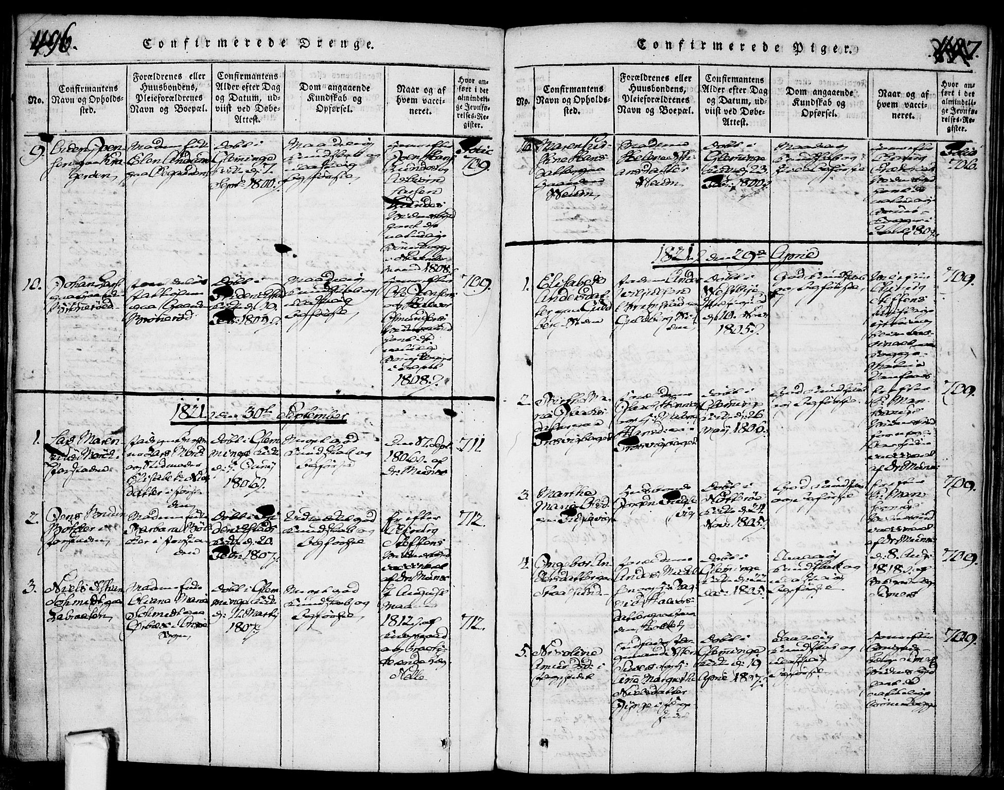 Glemmen prestekontor Kirkebøker, SAO/A-10908/F/Fa/L0004: Parish register (official) no. 4, 1816-1838, p. 496-497
