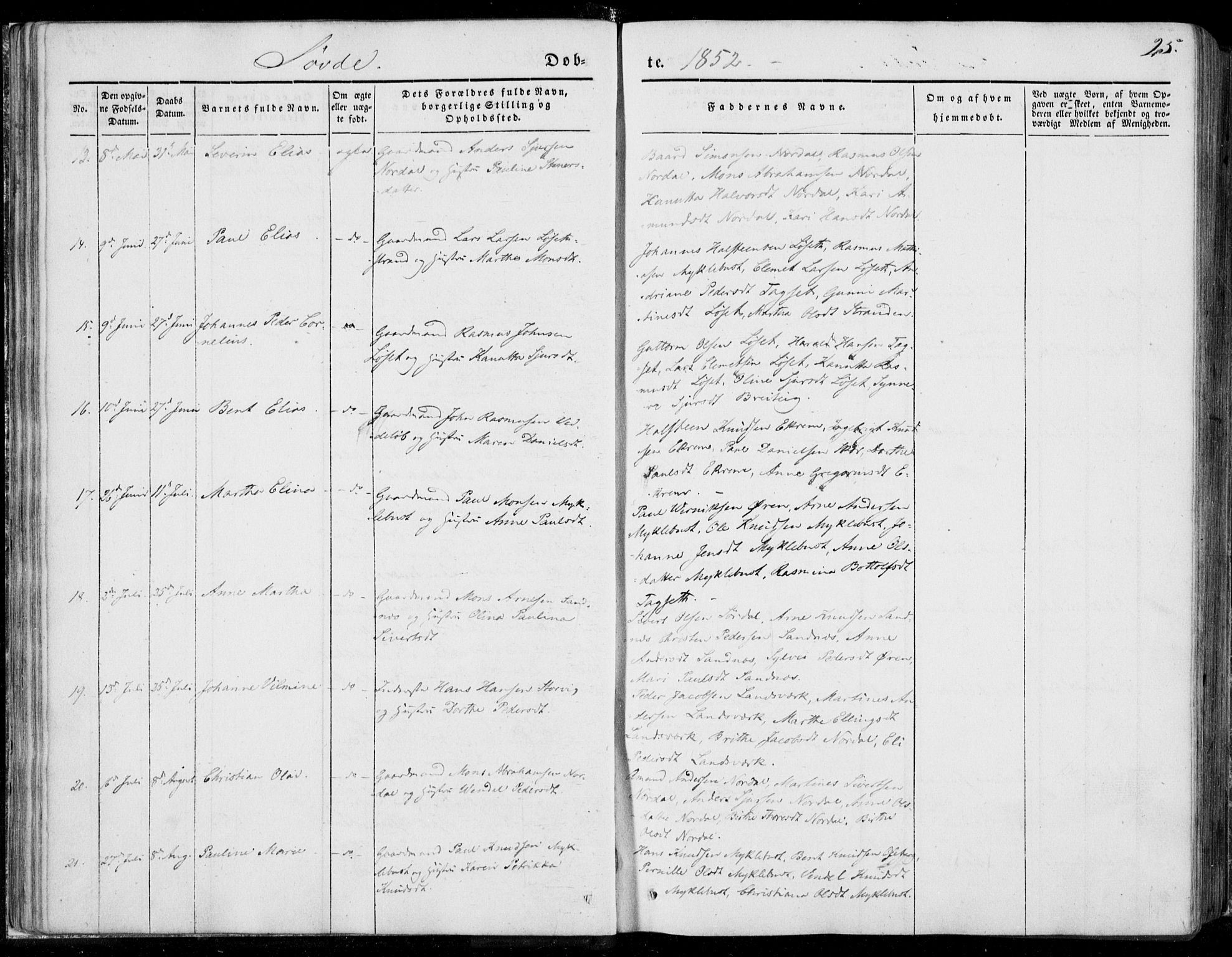 Ministerialprotokoller, klokkerbøker og fødselsregistre - Møre og Romsdal, AV/SAT-A-1454/502/L0023: Parish register (official) no. 502A01, 1844-1873, p. 25