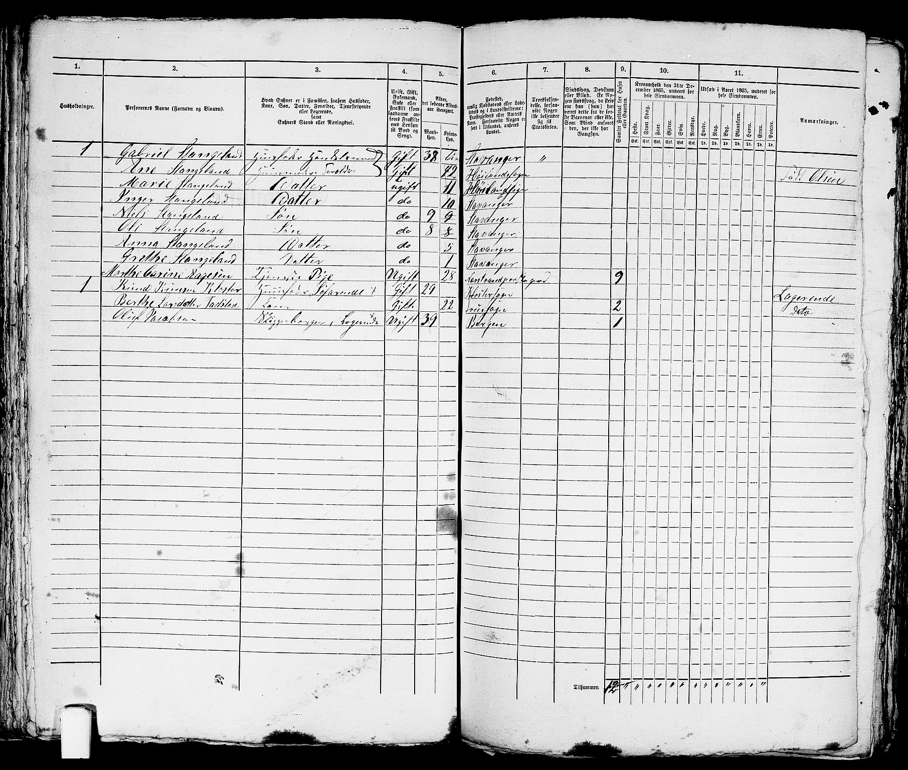 RA, 1865 census for Stavanger, 1865, p. 1646