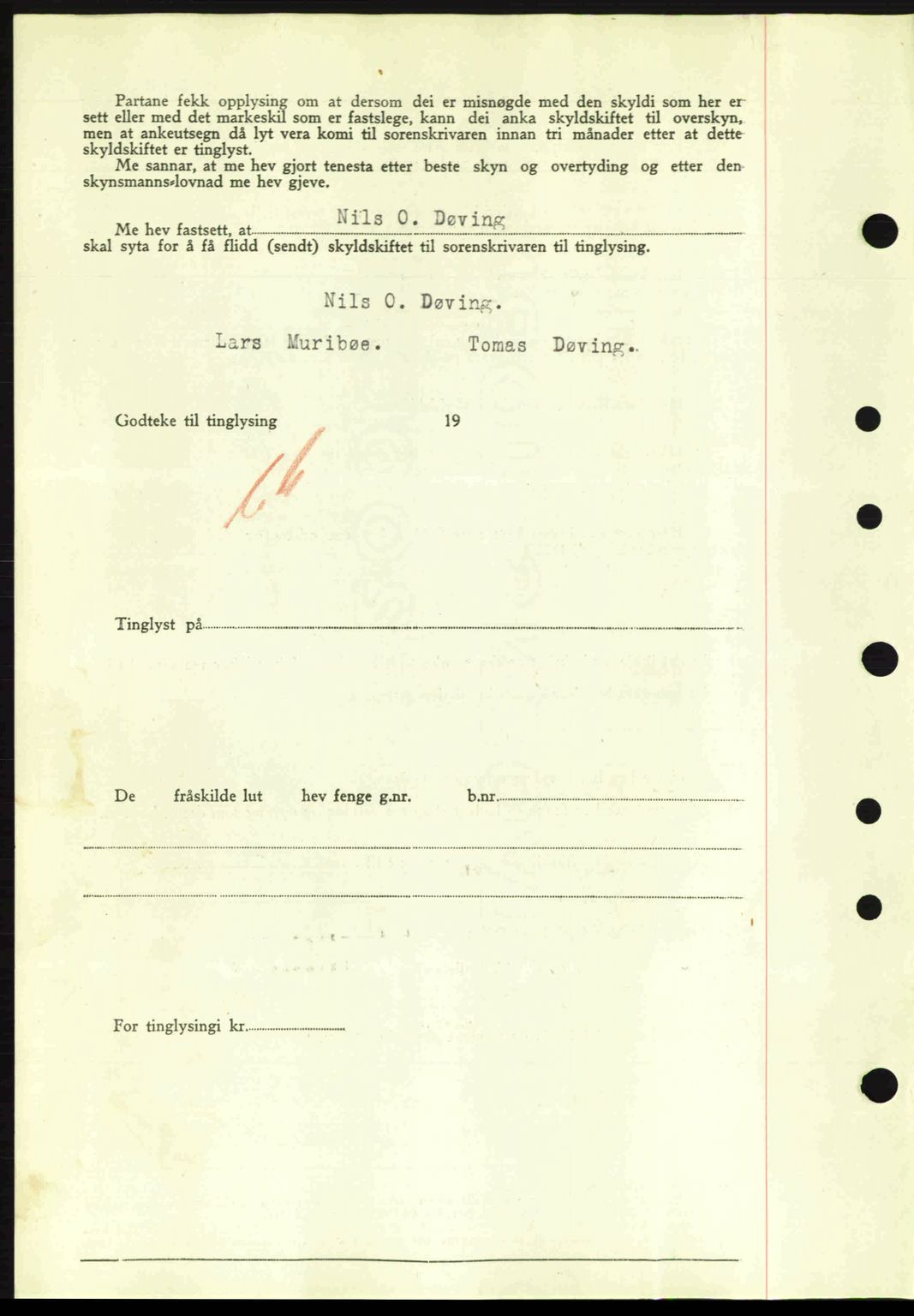 Nordre Sunnmøre sorenskriveri, AV/SAT-A-0006/1/2/2C/2Ca: Mortgage book no. A16, 1943-1943, Diary no: : 1508/1943