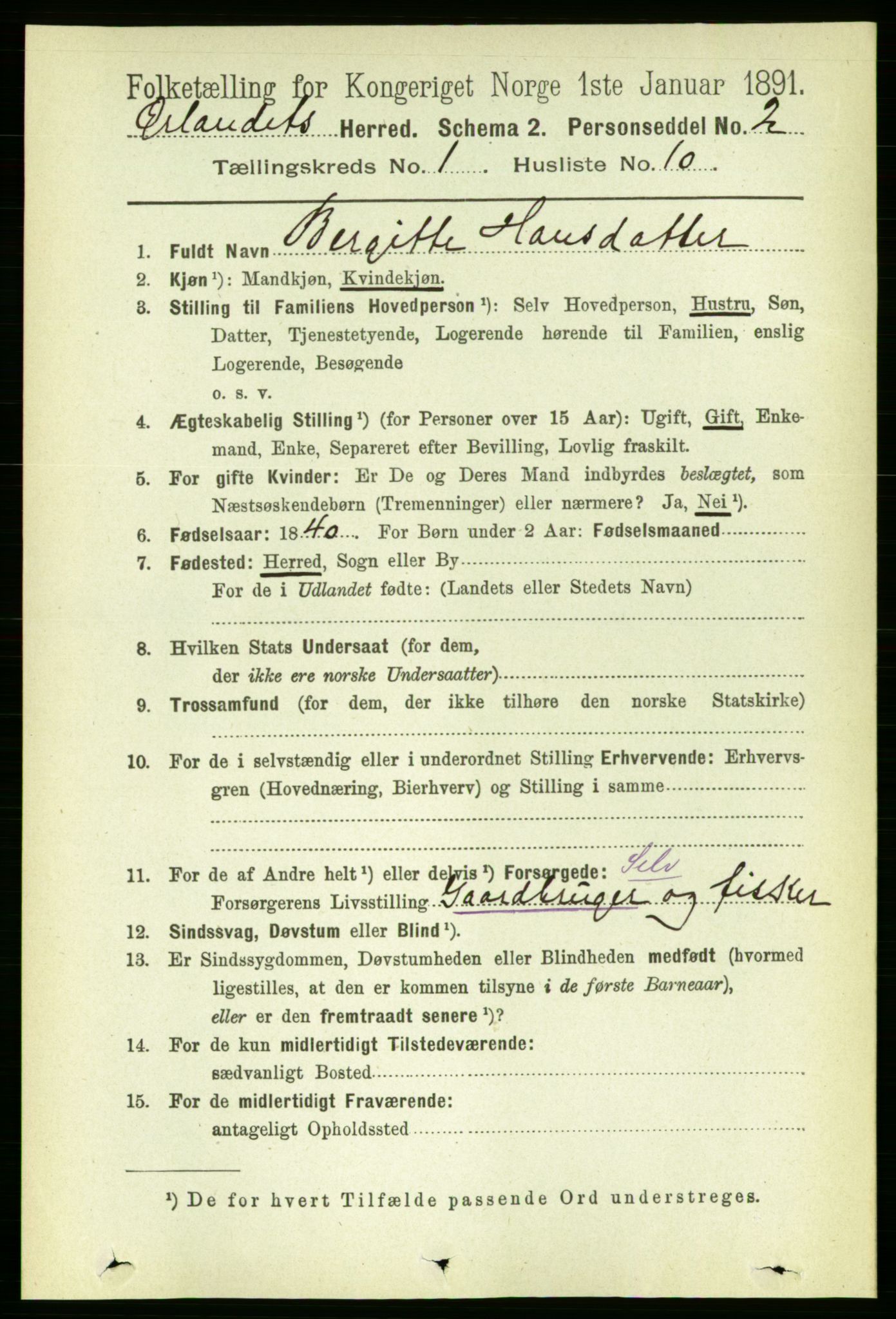 RA, 1891 census for 1621 Ørland, 1891, p. 140