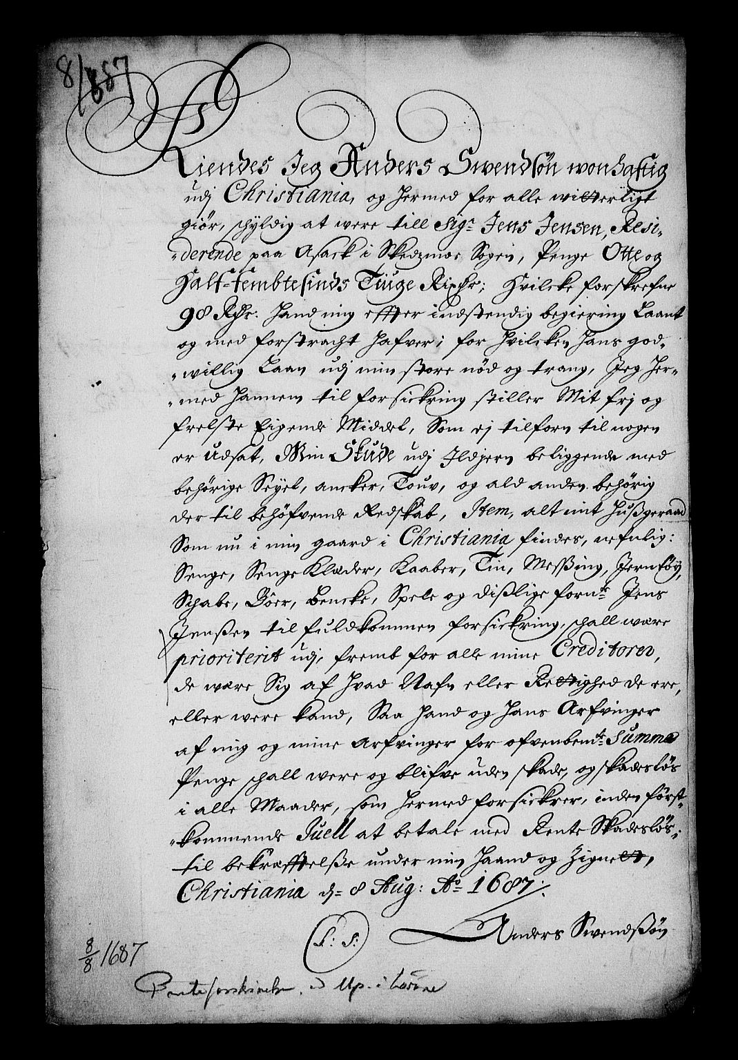Stattholderembetet 1572-1771, RA/EA-2870/Af/L0002: Avskrifter av vedlegg til originale supplikker, nummerert i samsvar med supplikkbøkene, 1687-1689, p. 78