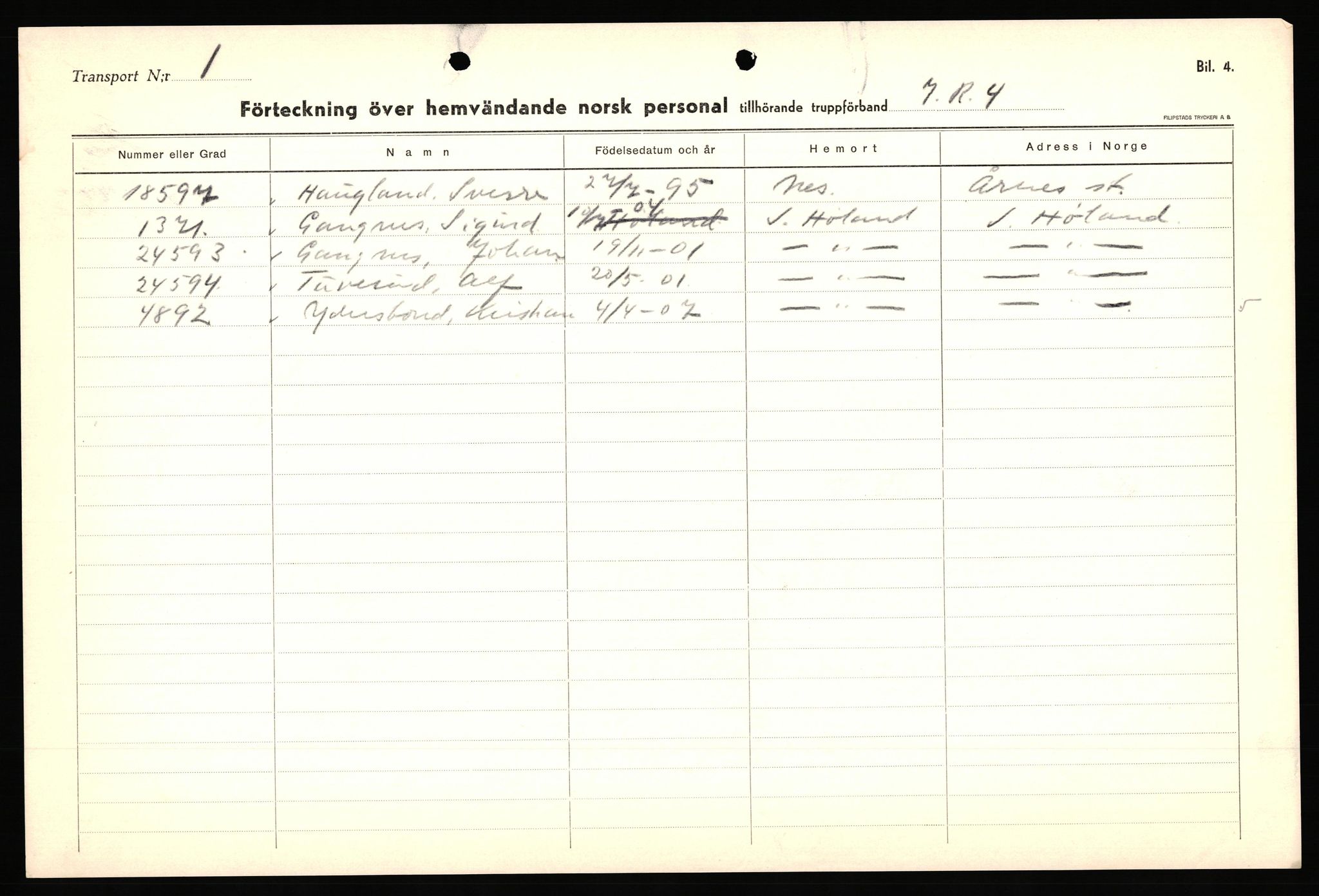 Forsvaret, Forsvarets krigshistoriske avdeling, AV/RA-RAFA-2017/Y/Yf/L0205: II-C-11-2110 - Norske internert i Sverige 1940, 1940, p. 388