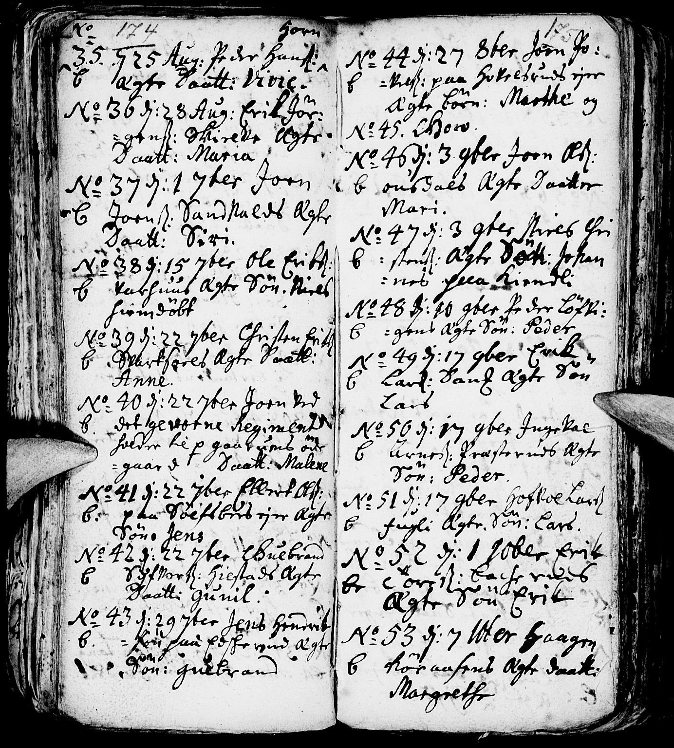 Nes prestekontor, Hedmark, AV/SAH-PREST-020/L/La/L0001: Parish register (copy) no. 1, 1663-1784, p. 174-175