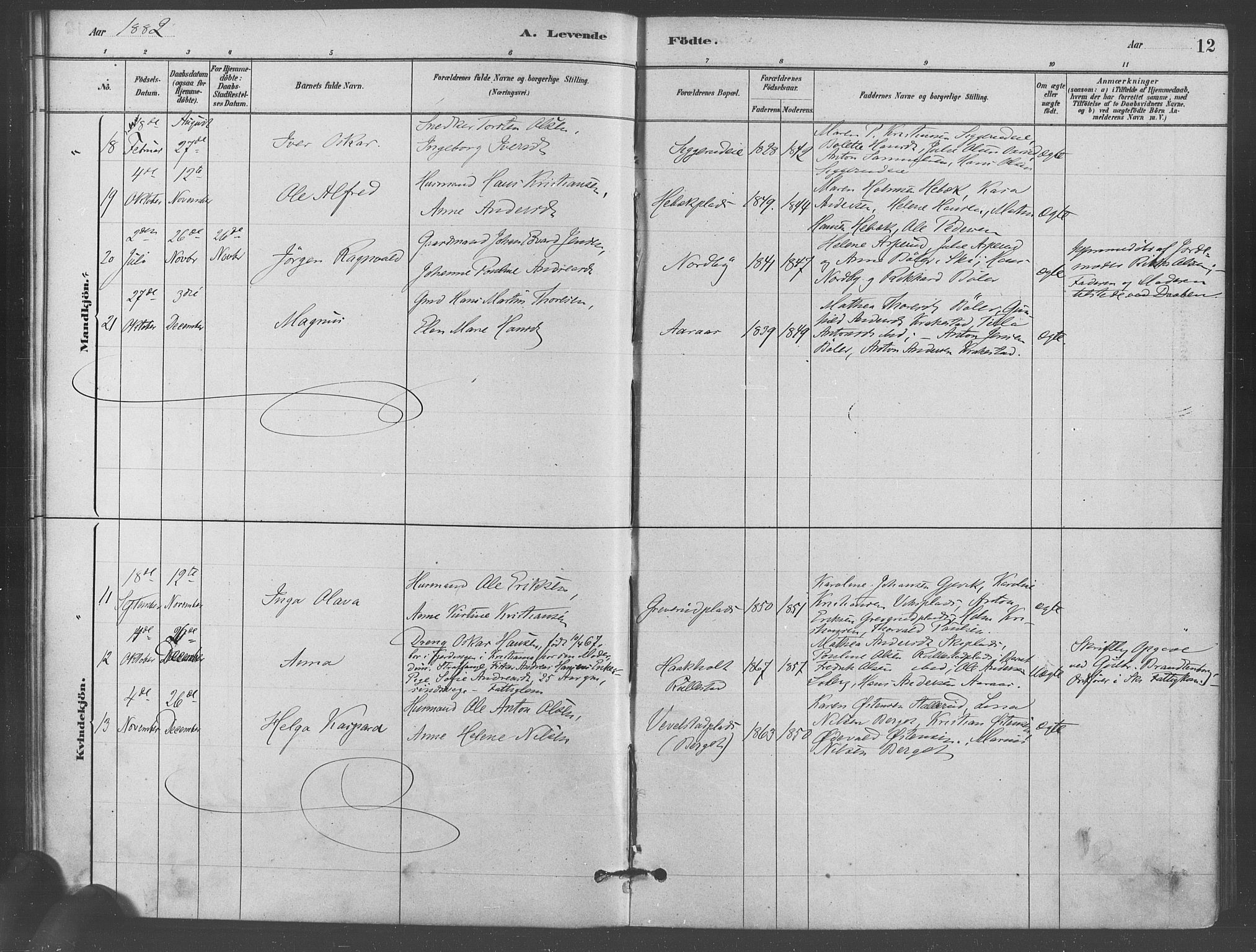 Kråkstad prestekontor Kirkebøker, AV/SAO-A-10125a/F/Fb/L0001: Parish register (official) no. II 1, 1880-1892, p. 12