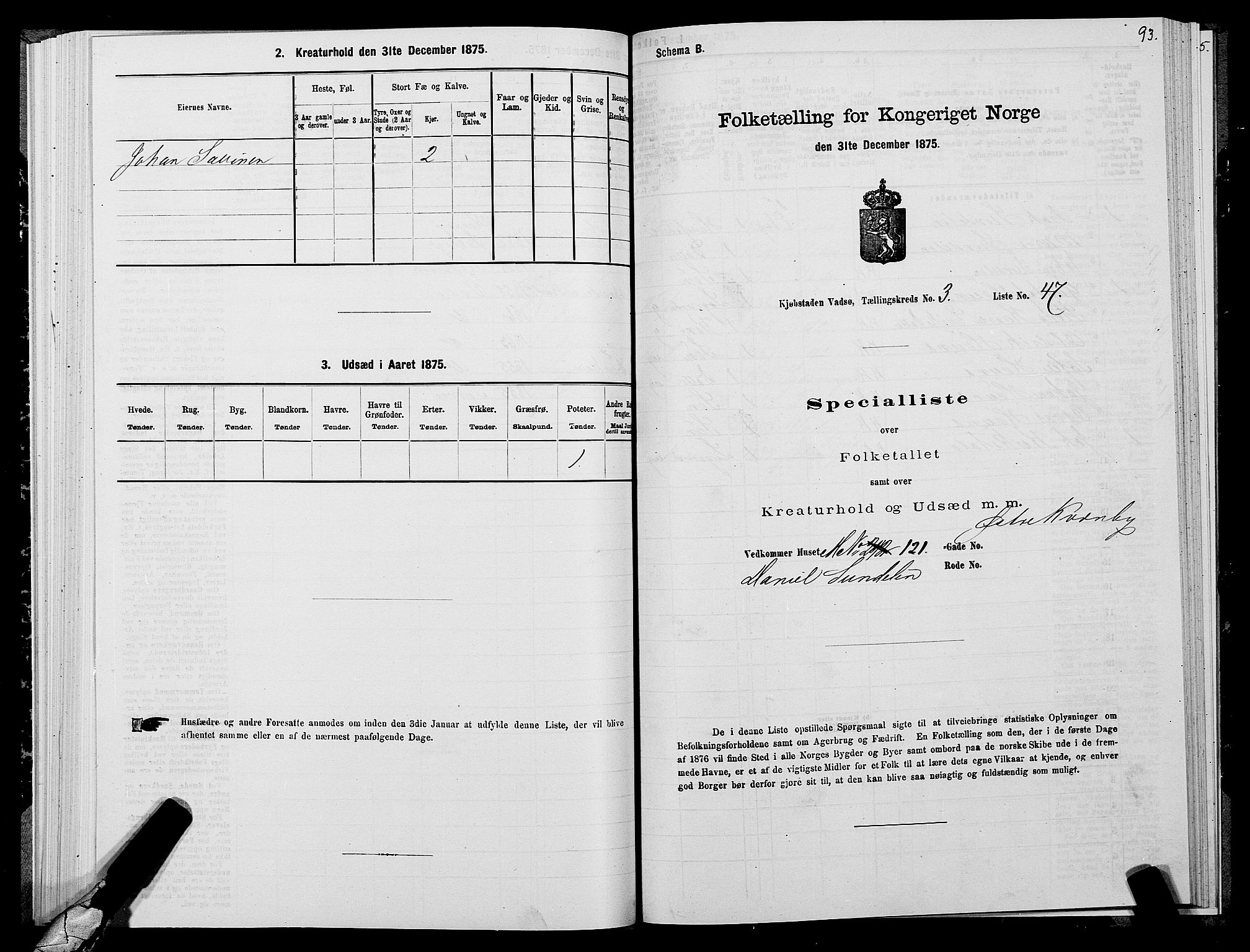 SATØ, 1875 census for 2003B Vadsø/Vadsø, 1875, p. 2093