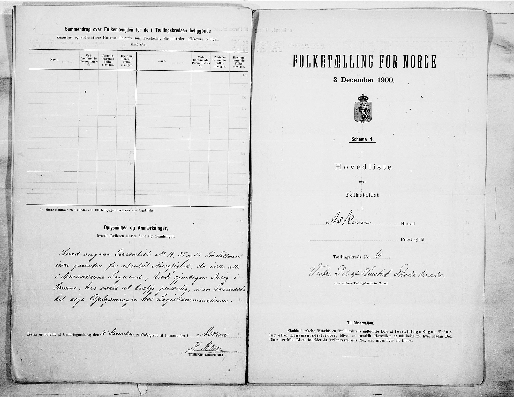 SAO, 1900 census for Askim, 1900, p. 14