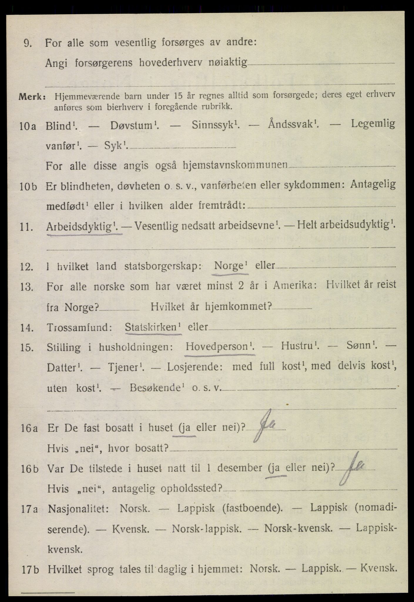 SAT, 1920 census for Fauske, 1920, p. 10087