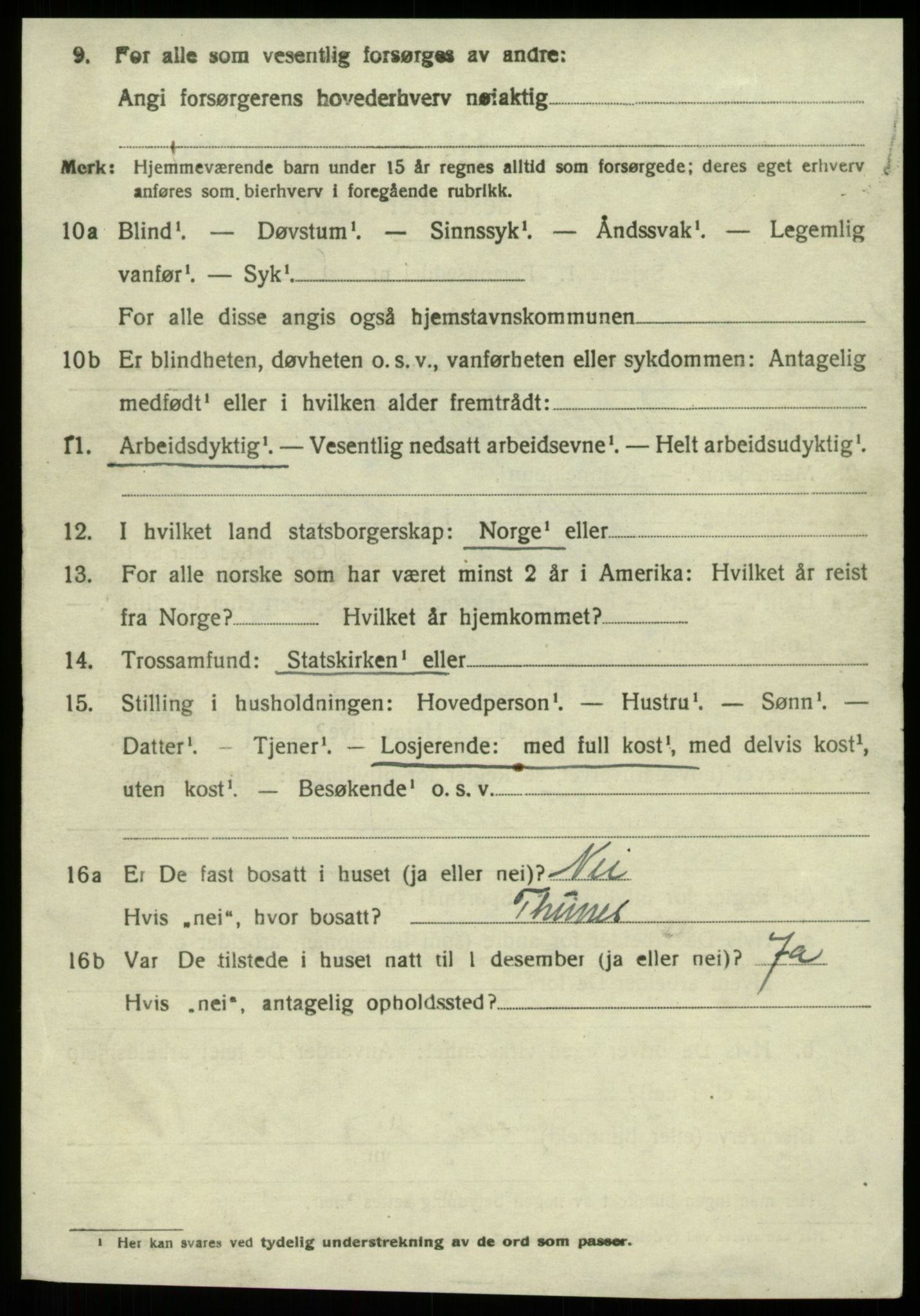 SAB, 1920 census for Hamre, 1920, p. 5950