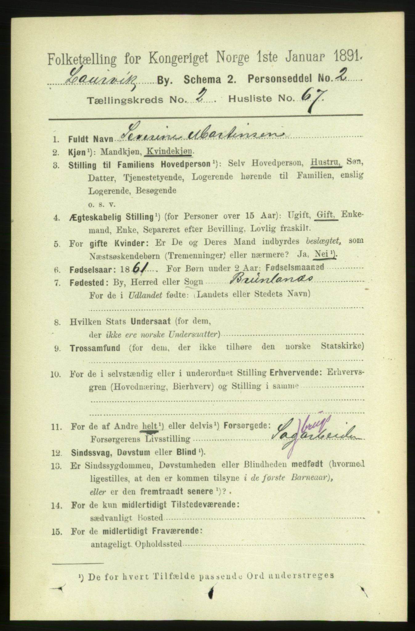 RA, 1891 census for 0707 Larvik, 1891, p. 4059