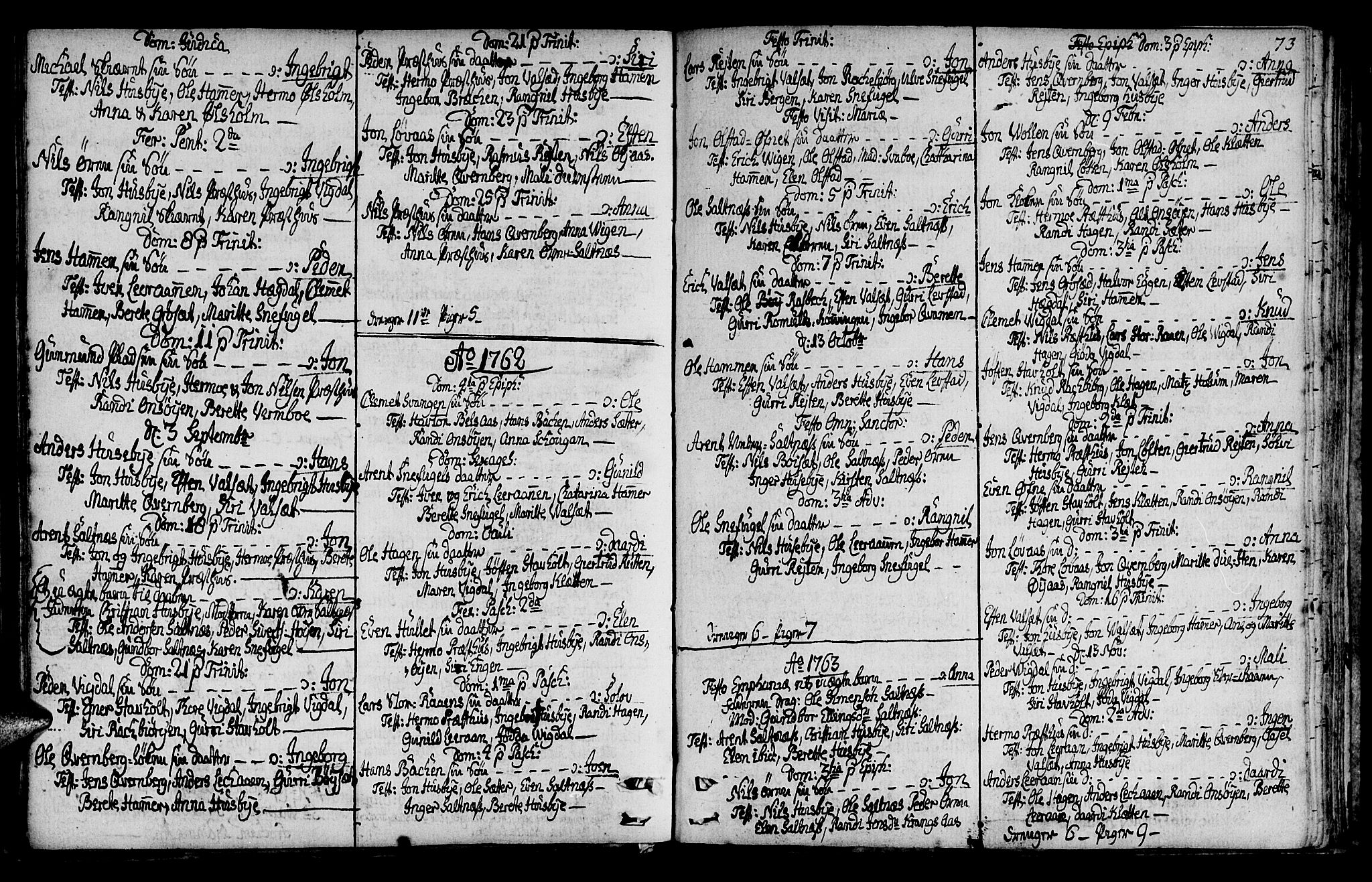 Ministerialprotokoller, klokkerbøker og fødselsregistre - Sør-Trøndelag, SAT/A-1456/666/L0784: Parish register (official) no. 666A02, 1754-1802, p. 73