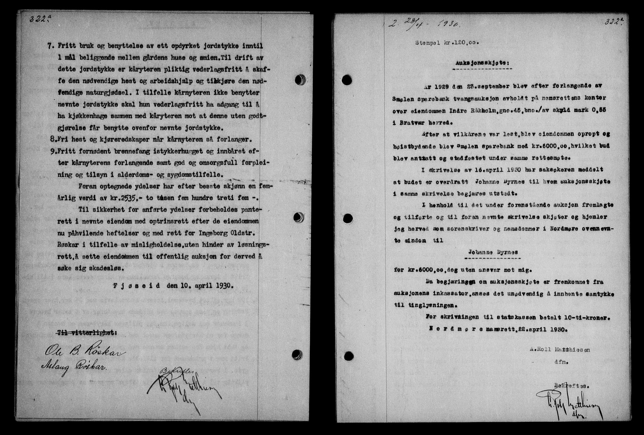 Nordmøre sorenskriveri, AV/SAT-A-4132/1/2/2Ca/L0069: Mortgage book no. 59, 1930-1930, Deed date: 28.04.1930