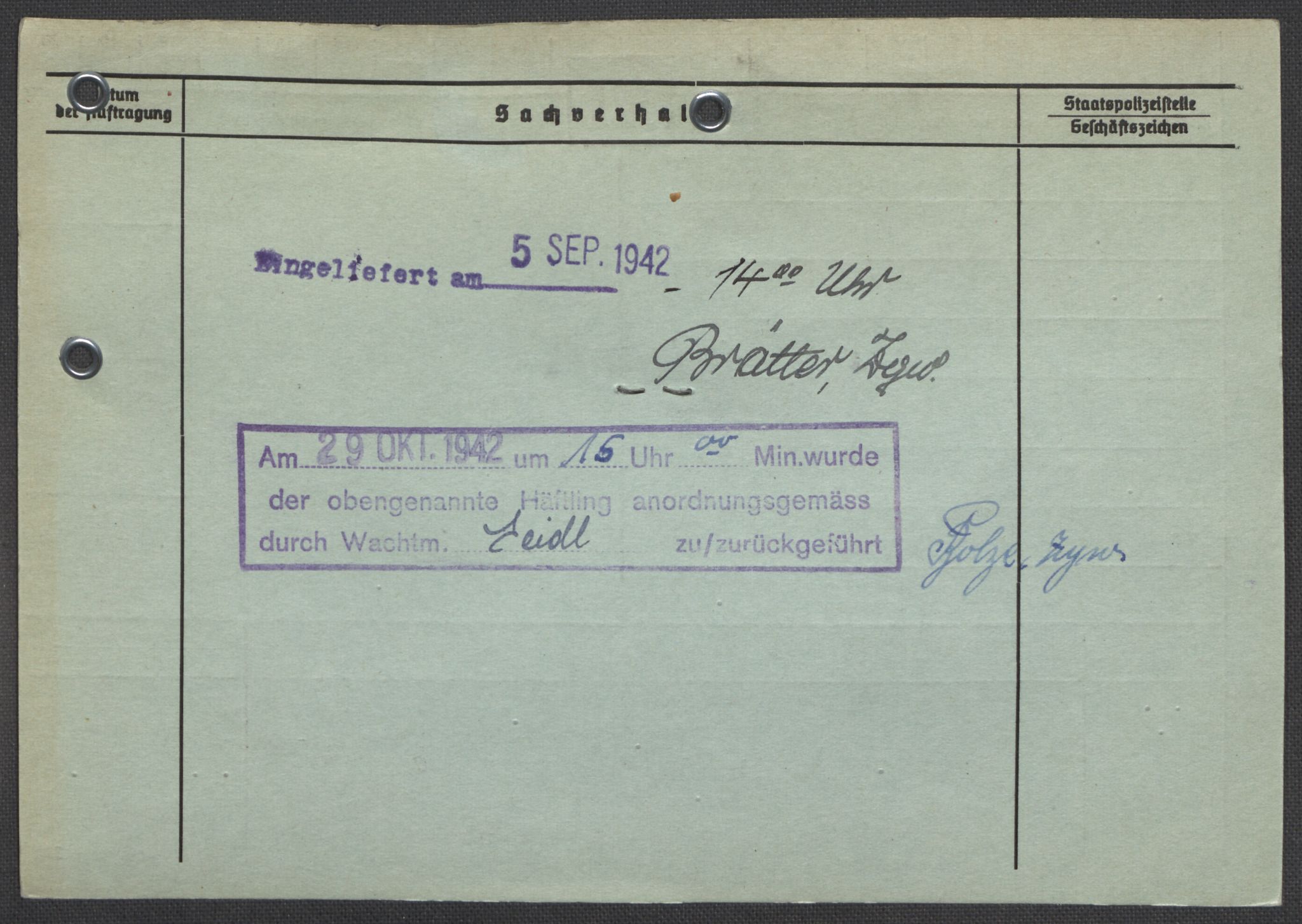 Befehlshaber der Sicherheitspolizei und des SD, AV/RA-RAFA-5969/E/Ea/Eaa/L0005: Register over norske fanger i Møllergata 19: Hø-Kj, 1940-1945, p. 73