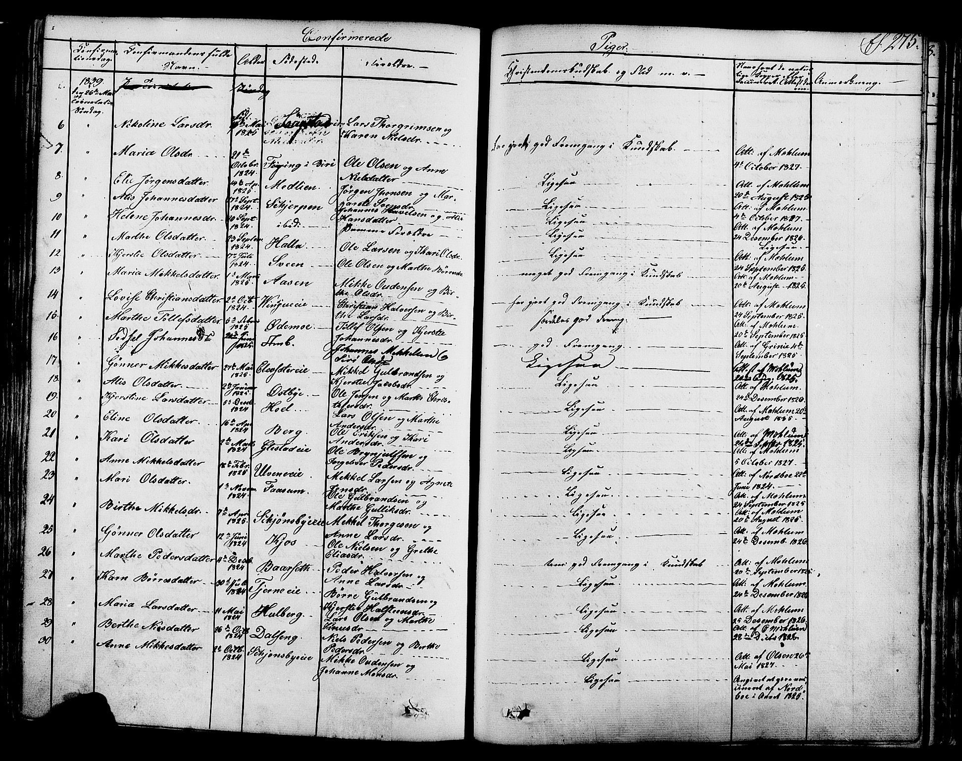 Ringsaker prestekontor, AV/SAH-PREST-014/K/Ka/L0008: Parish register (official) no. 8, 1837-1850, p. 275