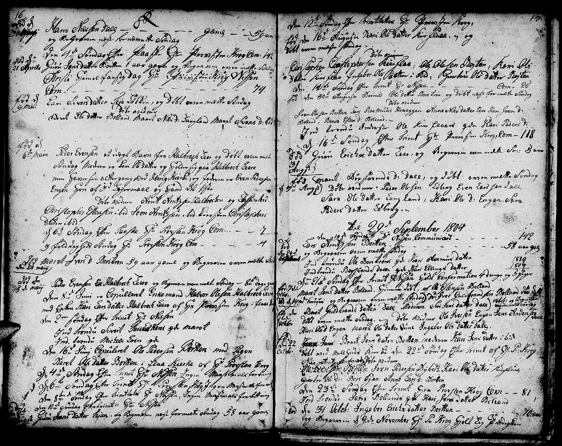 Ministerialprotokoller, klokkerbøker og fødselsregistre - Sør-Trøndelag, SAT/A-1456/693/L1120: Parish register (copy) no. 693C01, 1799-1816, p. 16-17