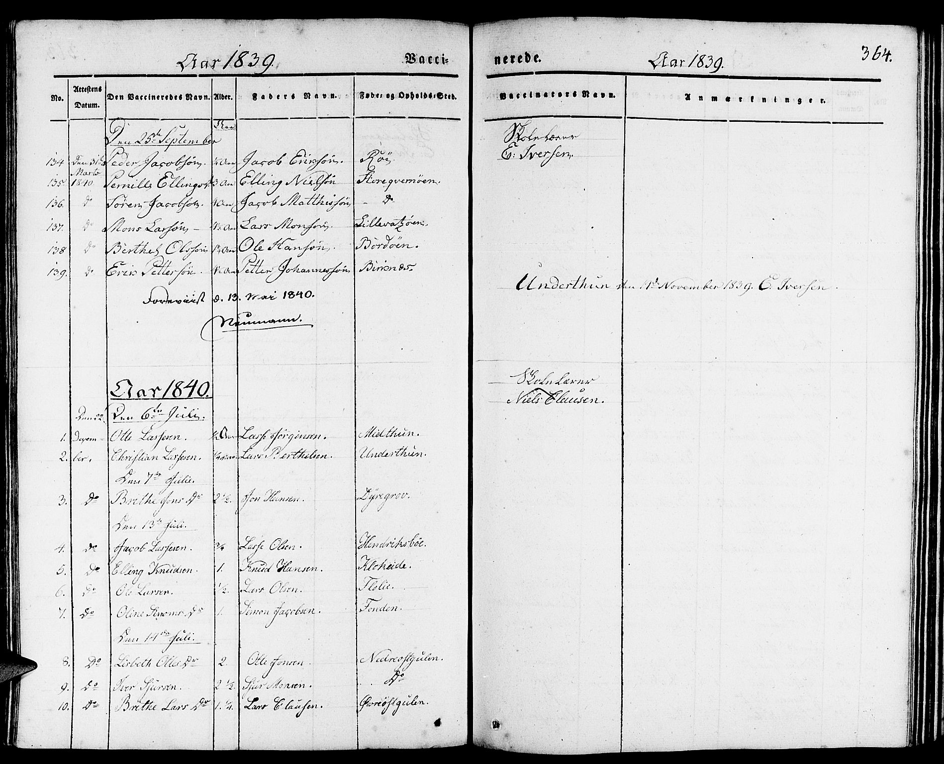 Gulen sokneprestembete, AV/SAB-A-80201/H/Haa/Haaa/L0020: Parish register (official) no. A 20, 1837-1847, p. 364