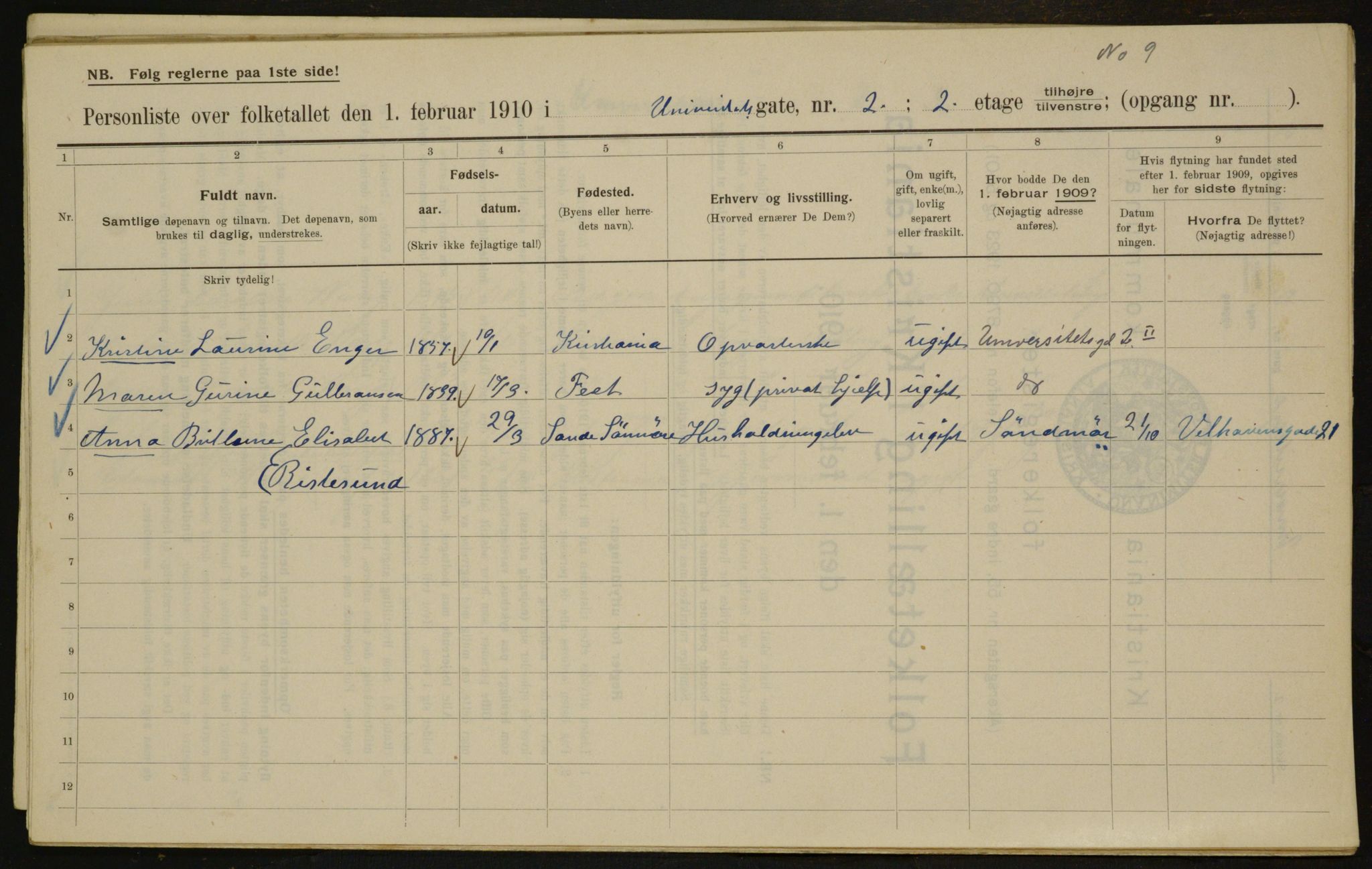 OBA, Municipal Census 1910 for Kristiania, 1910, p. 113686