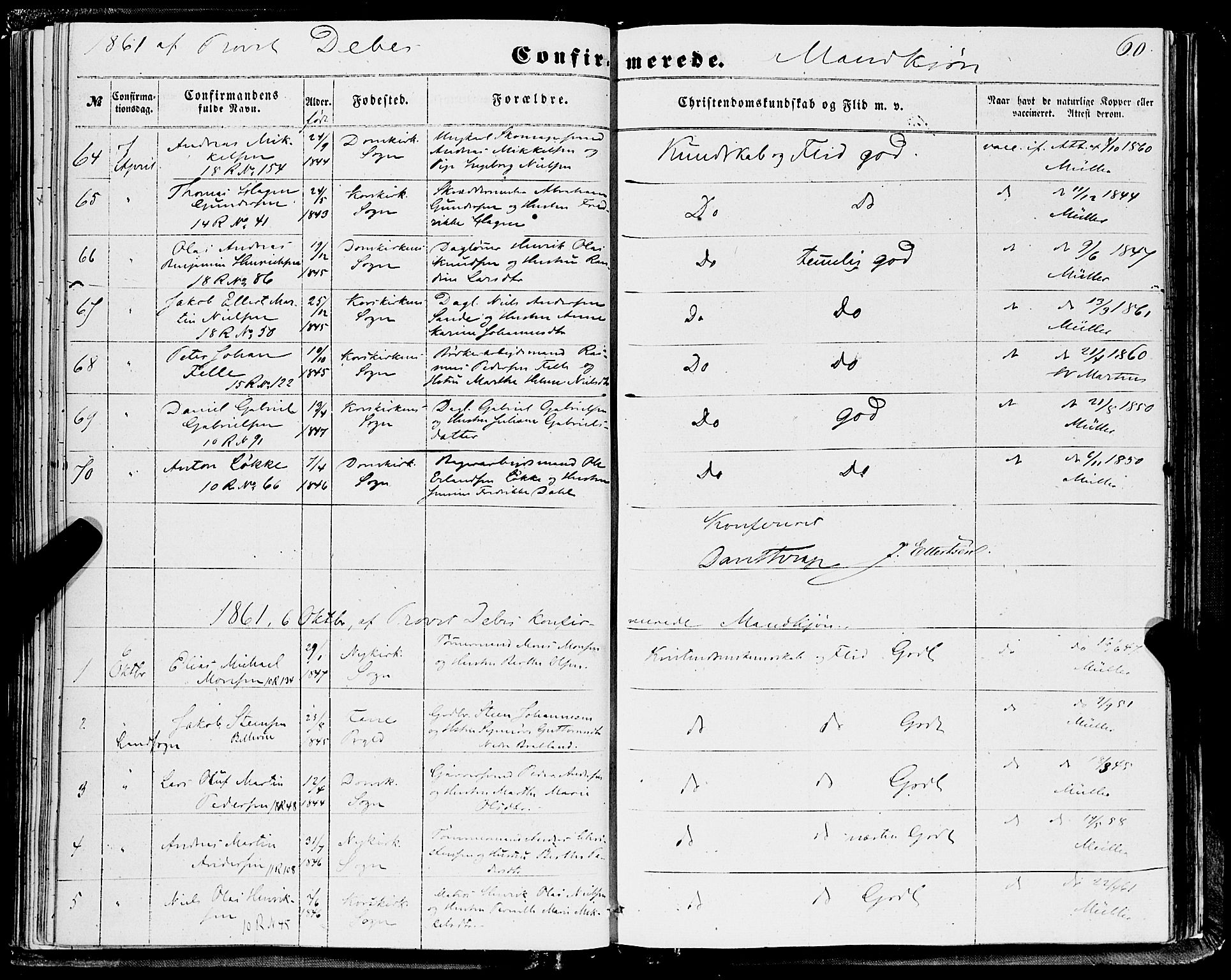 Domkirken sokneprestembete, AV/SAB-A-74801/H/Haa/L0028: Parish register (official) no. C 3, 1852-1864, p. 60