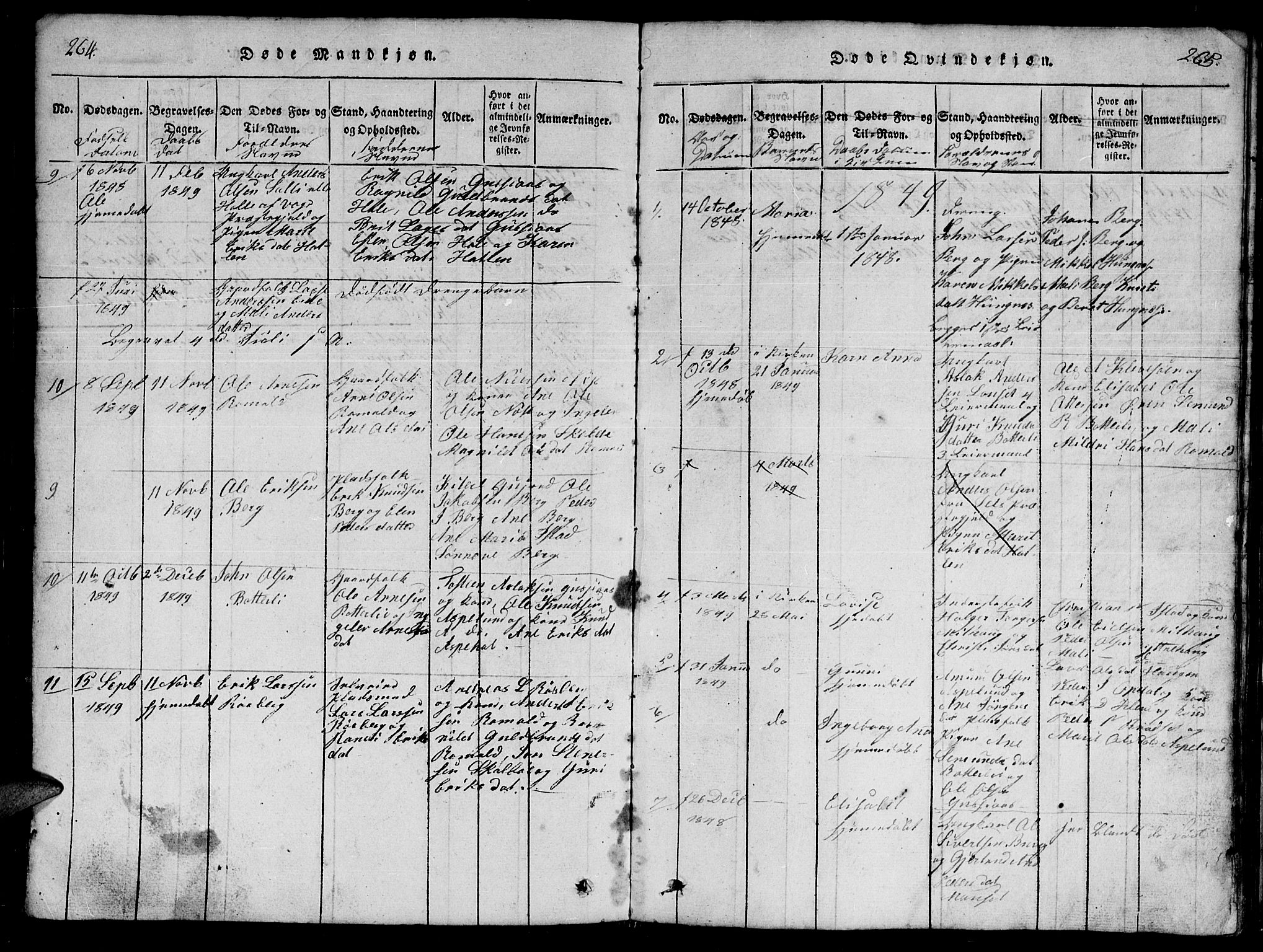 Ministerialprotokoller, klokkerbøker og fødselsregistre - Møre og Romsdal, AV/SAT-A-1454/557/L0683: Parish register (copy) no. 557C01, 1818-1862, p. 264-265