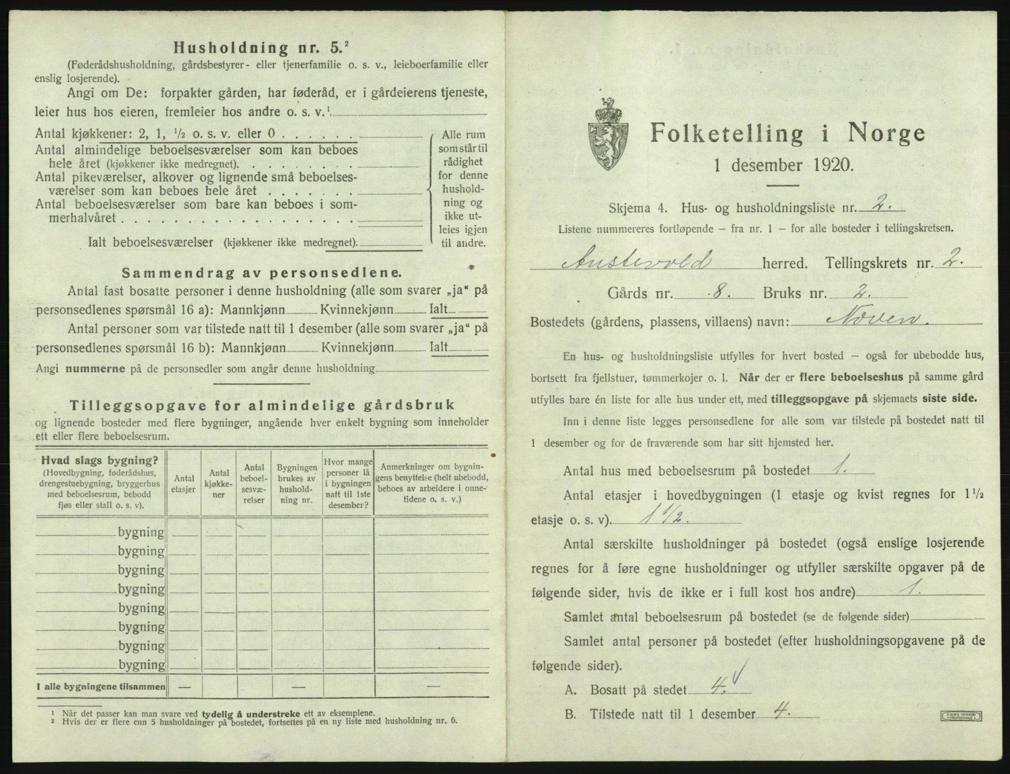 SAB, 1920 census for Austevoll, 1920, p. 148