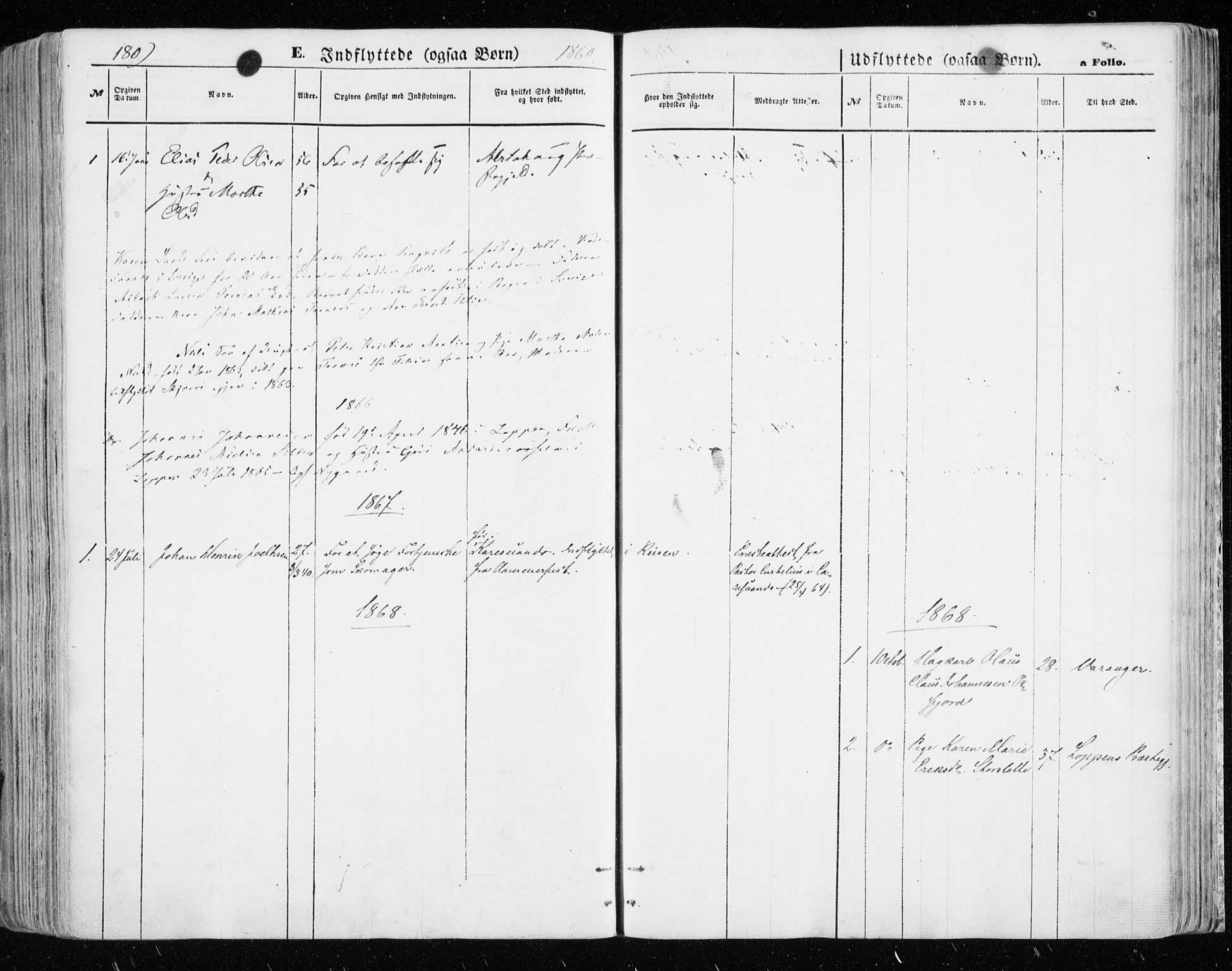 Skjervøy sokneprestkontor, SATØ/S-1300/H/Ha/Haa/L0007kirke: Parish register (official) no. 7, 1860-1870, p. 180