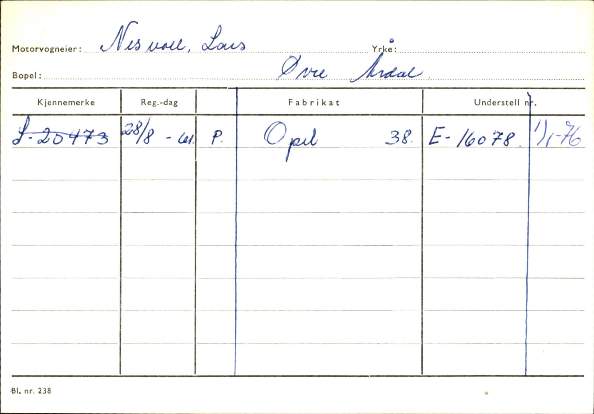 Statens vegvesen, Sogn og Fjordane vegkontor, AV/SAB-A-5301/4/F/L0145: Registerkort Vågsøy S-Å. Årdal I-P, 1945-1975, p. 2025