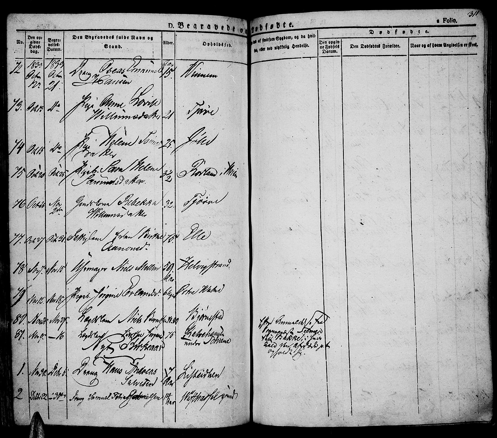 Lista sokneprestkontor, AV/SAK-1111-0027/F/Fa/L0008: Parish register (official) no. A 8, 1823-1835, p. 311