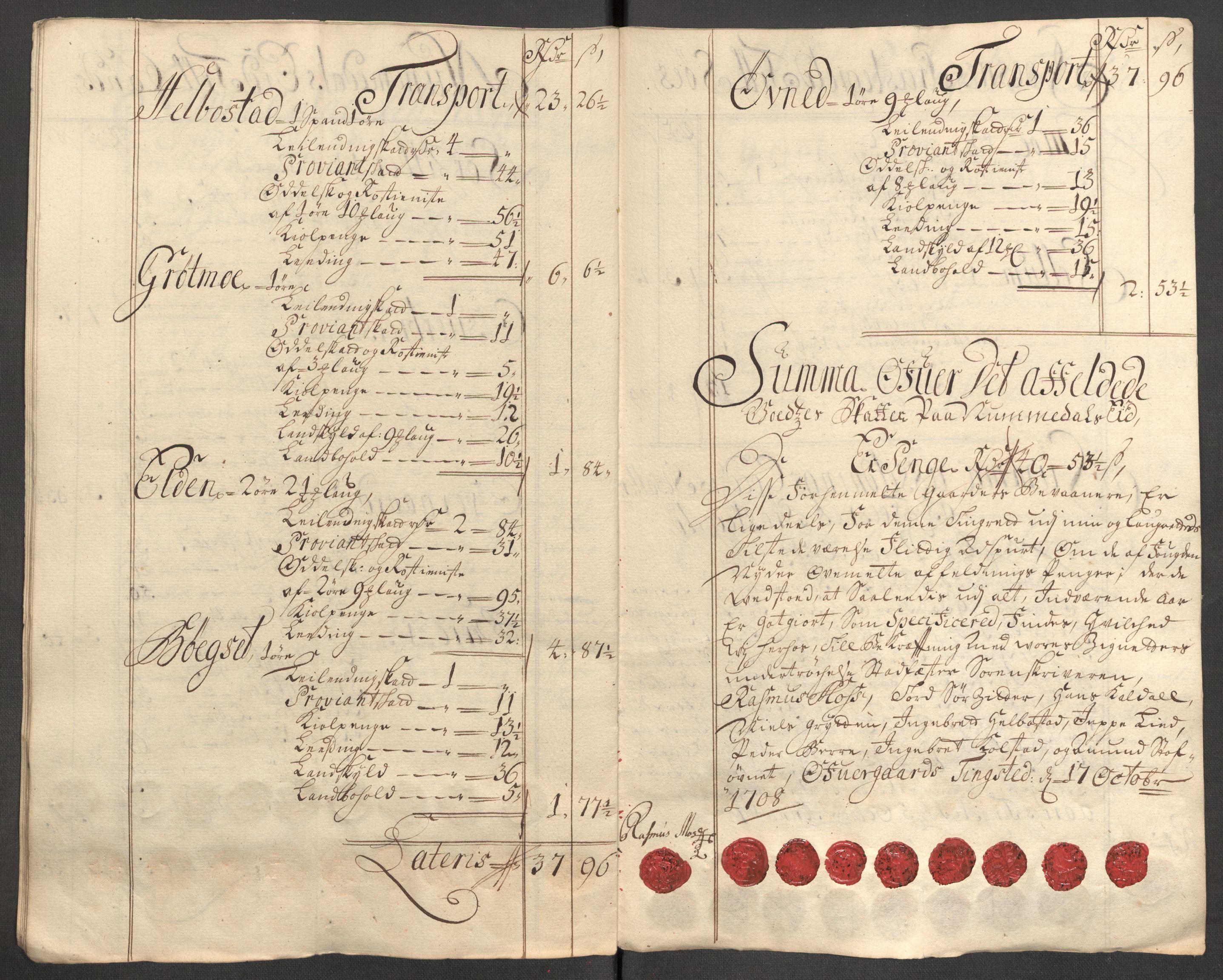 Rentekammeret inntil 1814, Reviderte regnskaper, Fogderegnskap, AV/RA-EA-4092/R64/L4430: Fogderegnskap Namdal, 1707-1708, p. 418