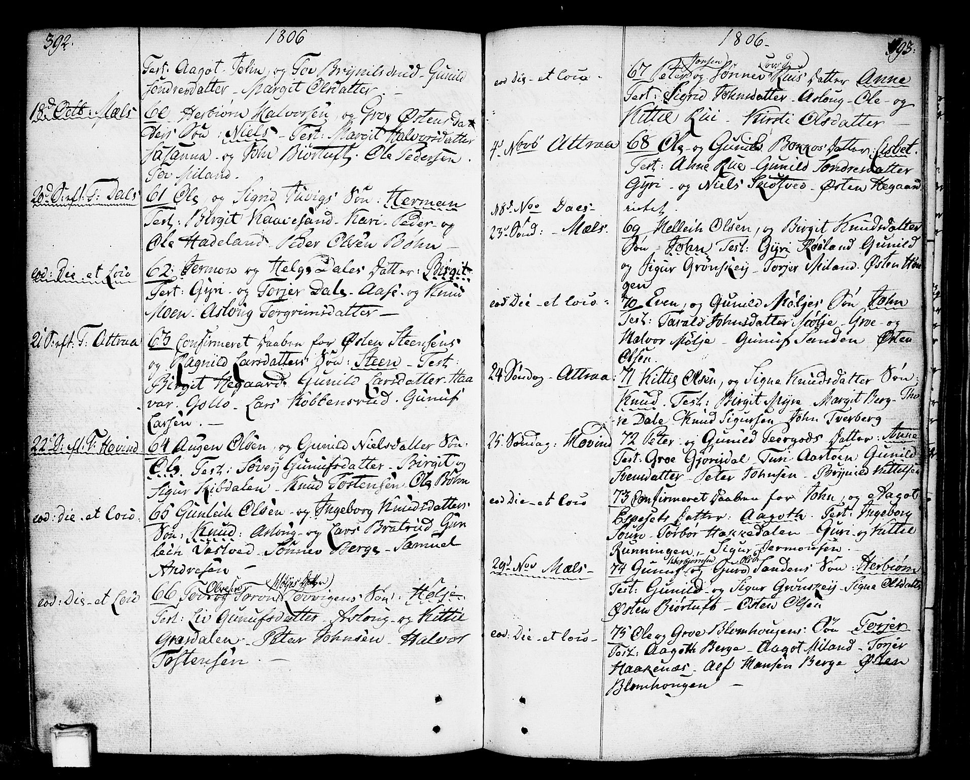 Tinn kirkebøker, SAKO/A-308/F/Fa/L0002: Parish register (official) no. I 2, 1757-1810, p. 392-393