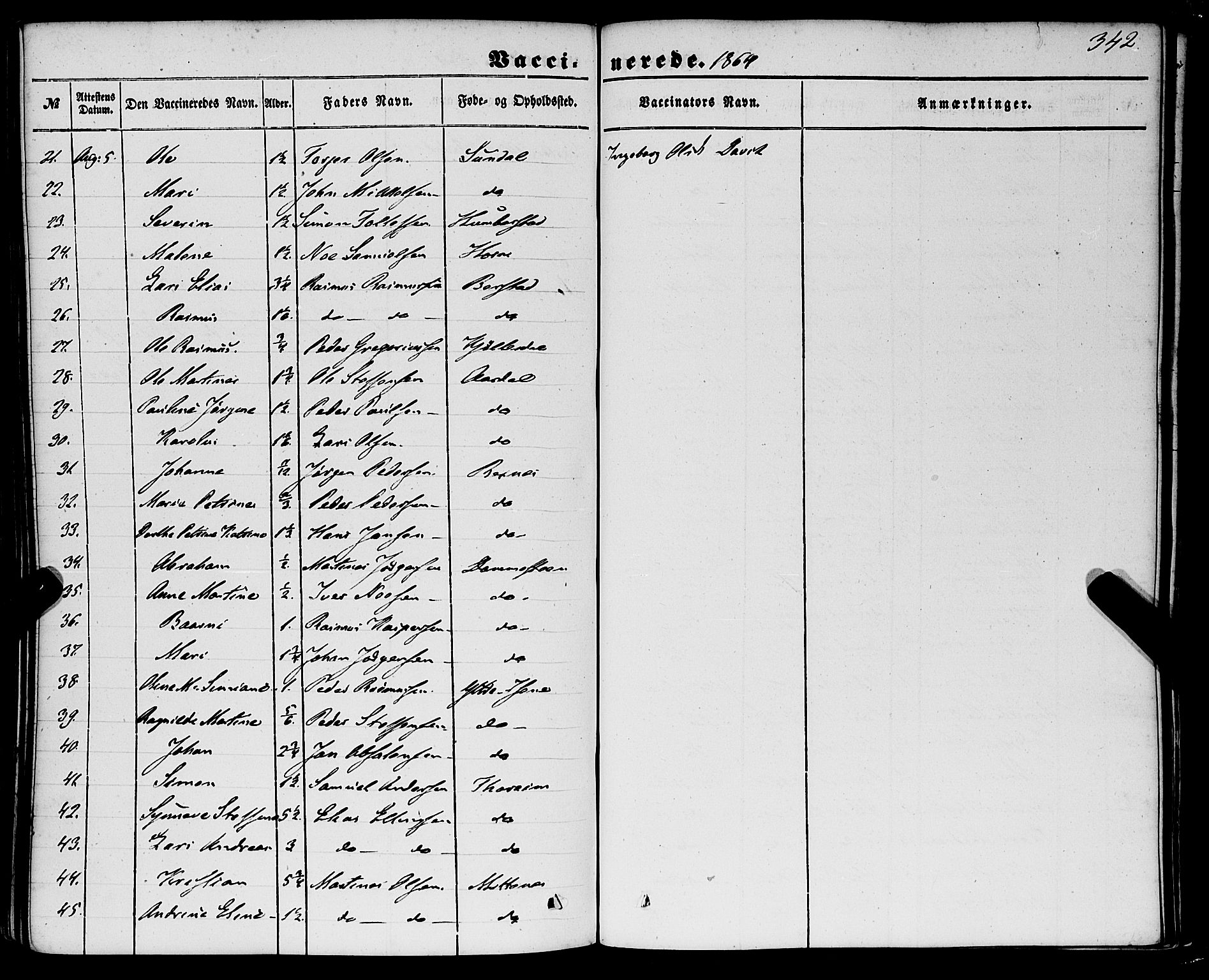 Davik sokneprestembete, AV/SAB-A-79701/H/Haa/Haaa/L0005: Parish register (official) no. A 5, 1850-1866, p. 342