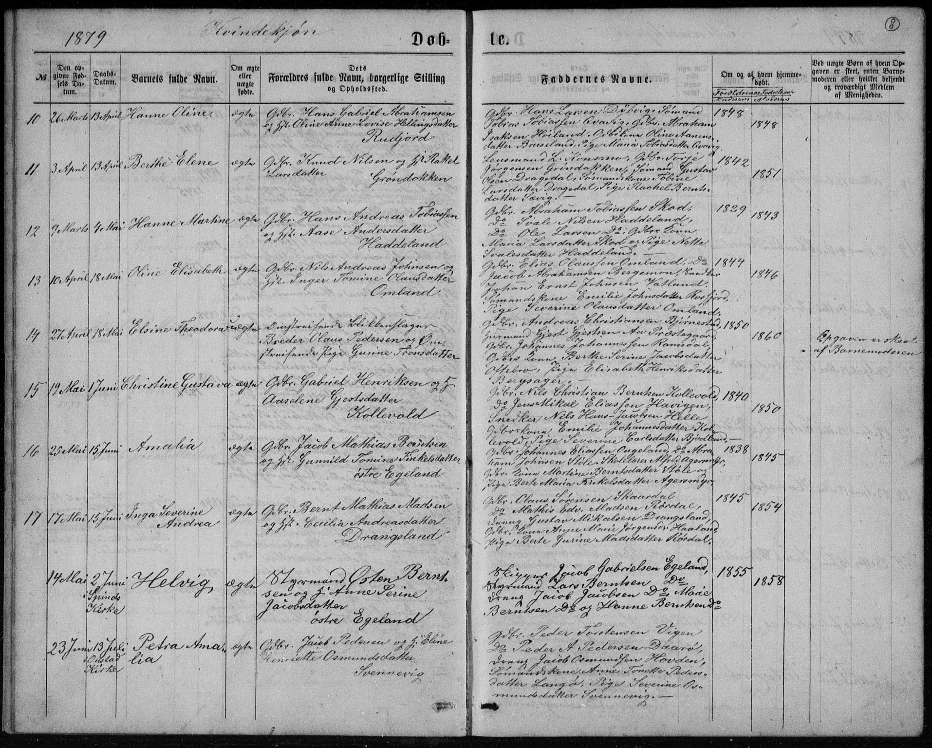 Lyngdal sokneprestkontor, AV/SAK-1111-0029/F/Fb/Fbc/L0004: Parish register (copy) no. B 4, 1878-1896, p. 8