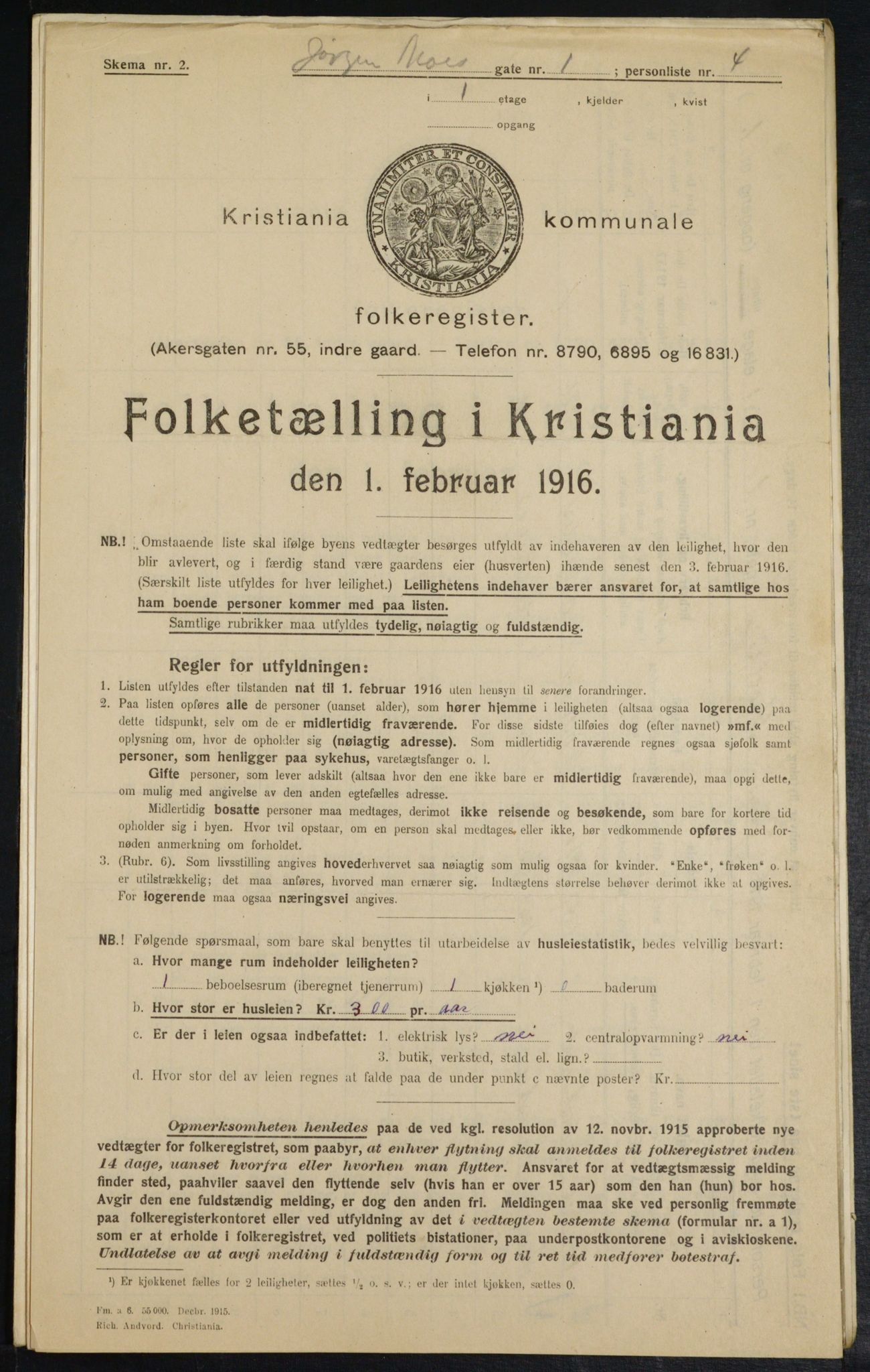 OBA, Municipal Census 1916 for Kristiania, 1916, p. 48805