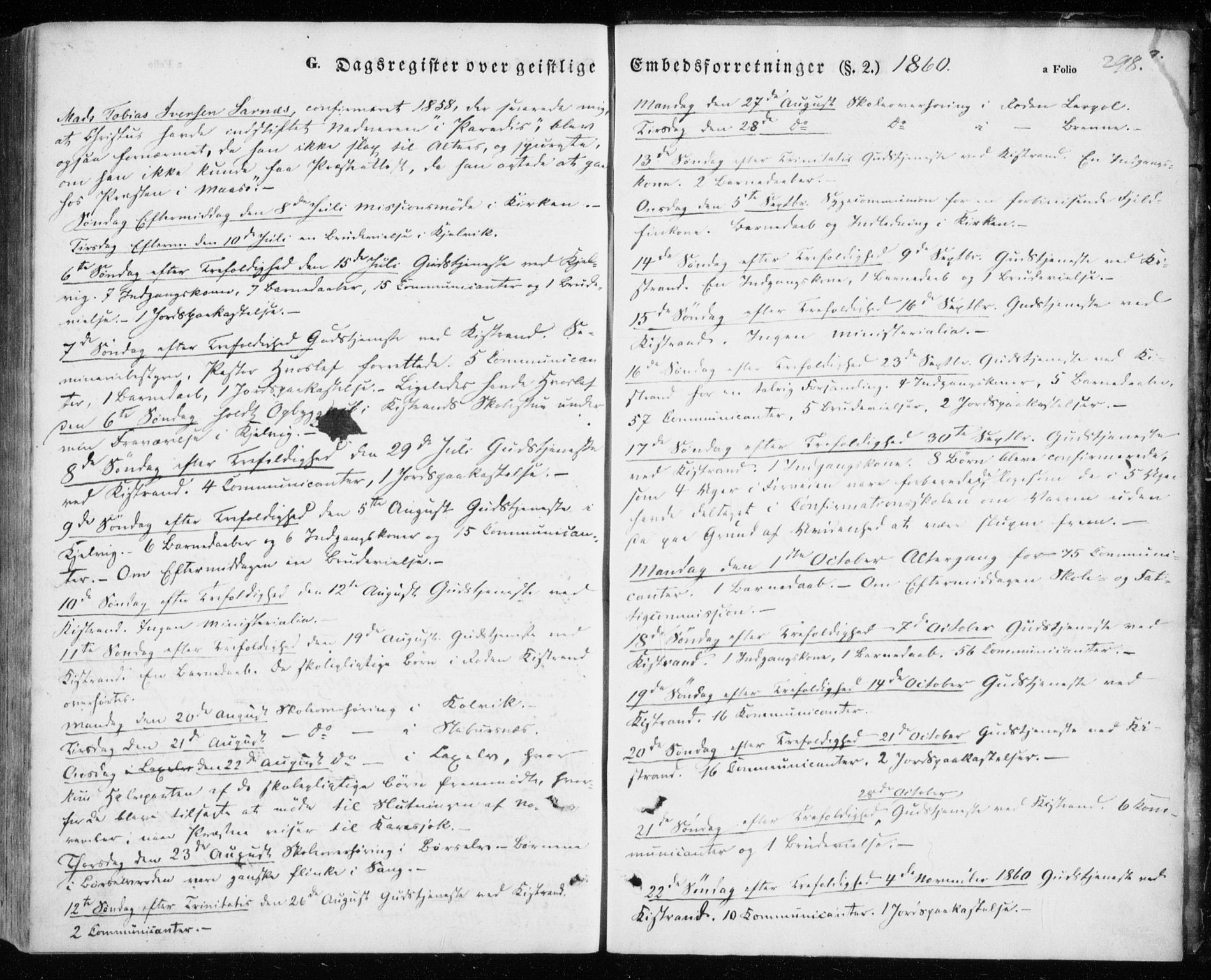 Kistrand/Porsanger sokneprestembete, AV/SATØ-S-1351/H/Ha/L0004.kirke: Parish register (official) no. 4, 1843-1860, p. 298