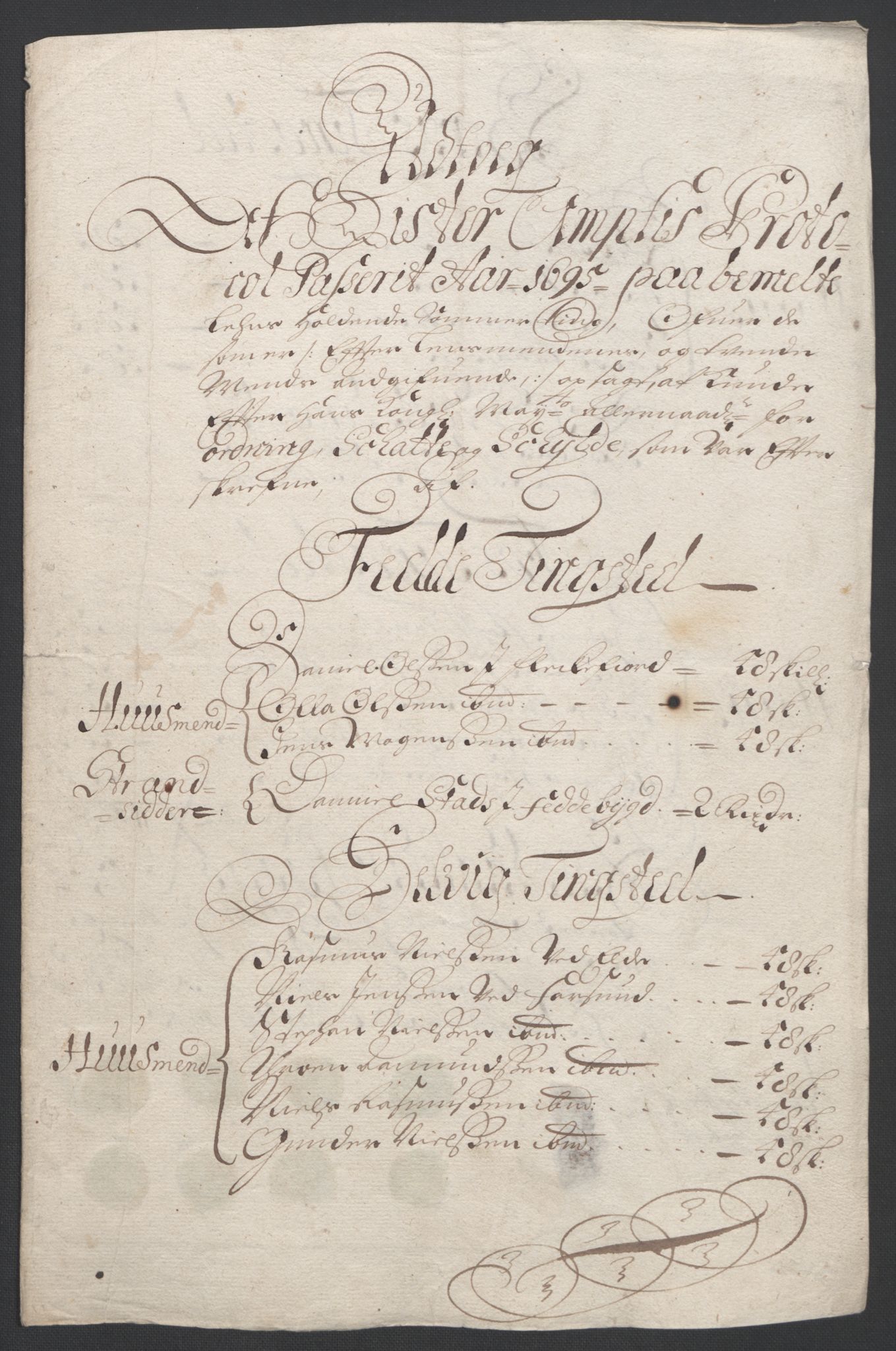 Rentekammeret inntil 1814, Reviderte regnskaper, Fogderegnskap, AV/RA-EA-4092/R43/L2545: Fogderegnskap Lista og Mandal, 1694-1695, p. 225