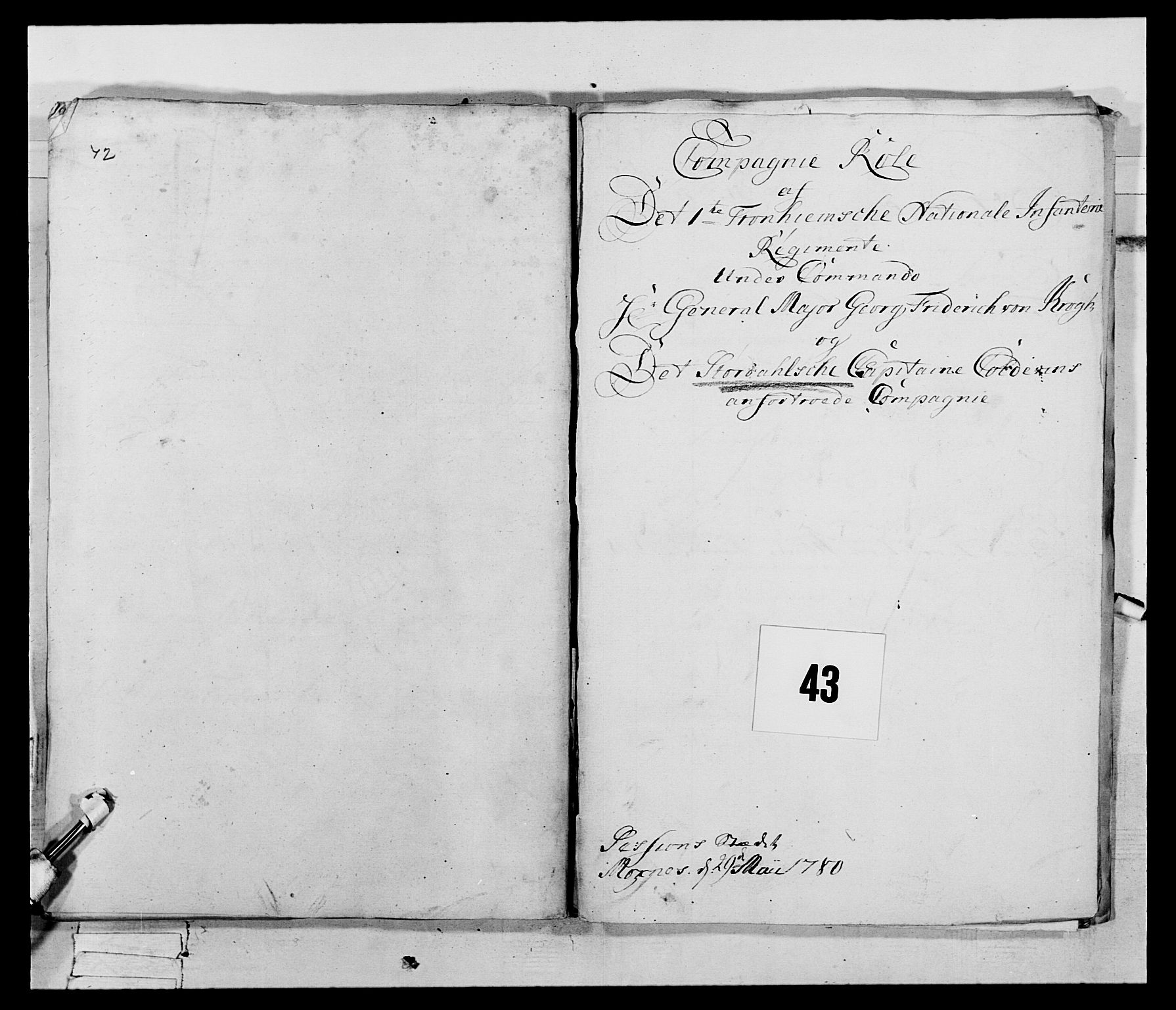 Generalitets- og kommissariatskollegiet, Det kongelige norske kommissariatskollegium, RA/EA-5420/E/Eh/L0074: 1. Trondheimske nasjonale infanteriregiment, 1780-1787, p. 222