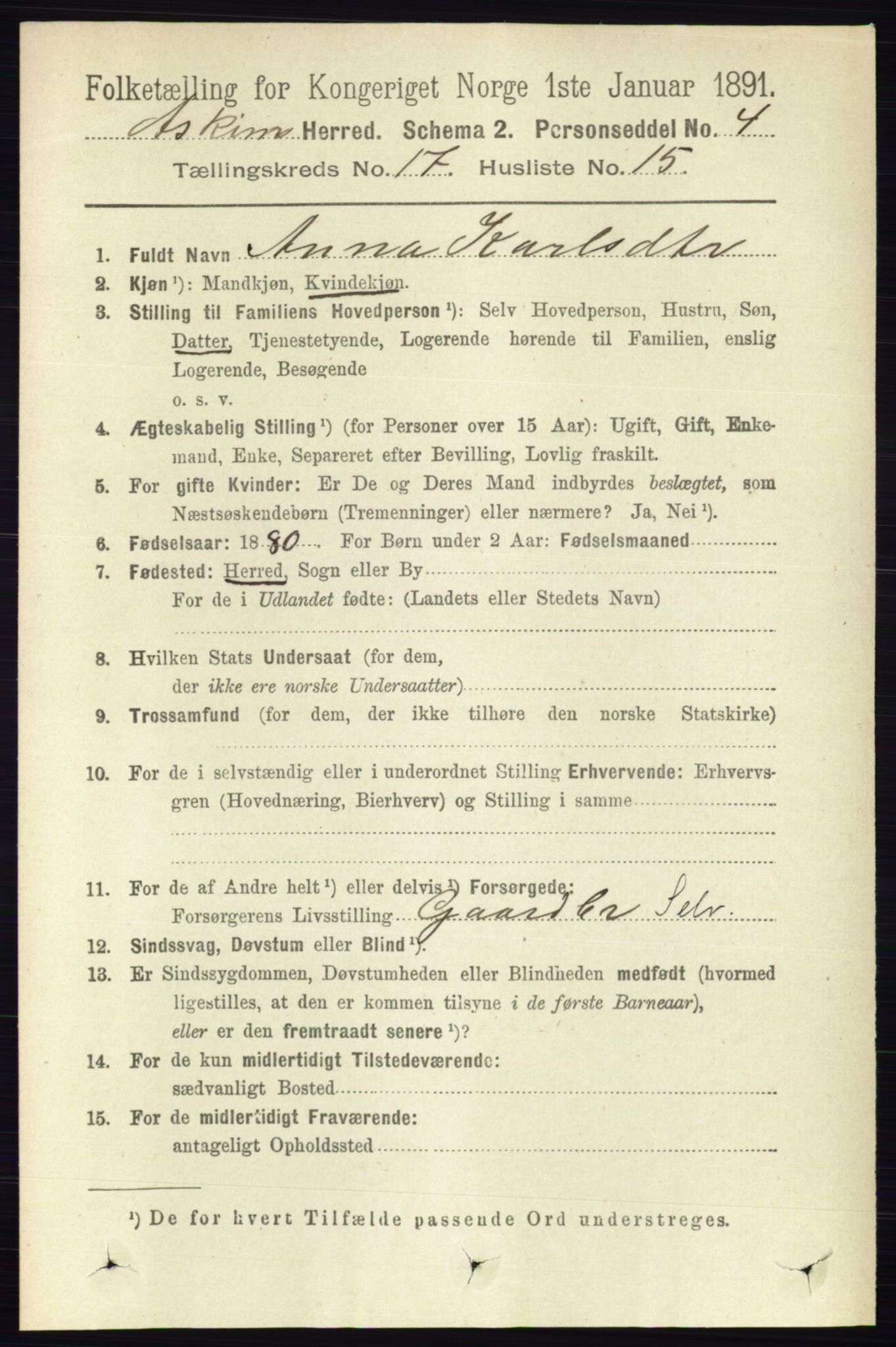 RA, 1891 census for 0124 Askim, 1891, p. 2938