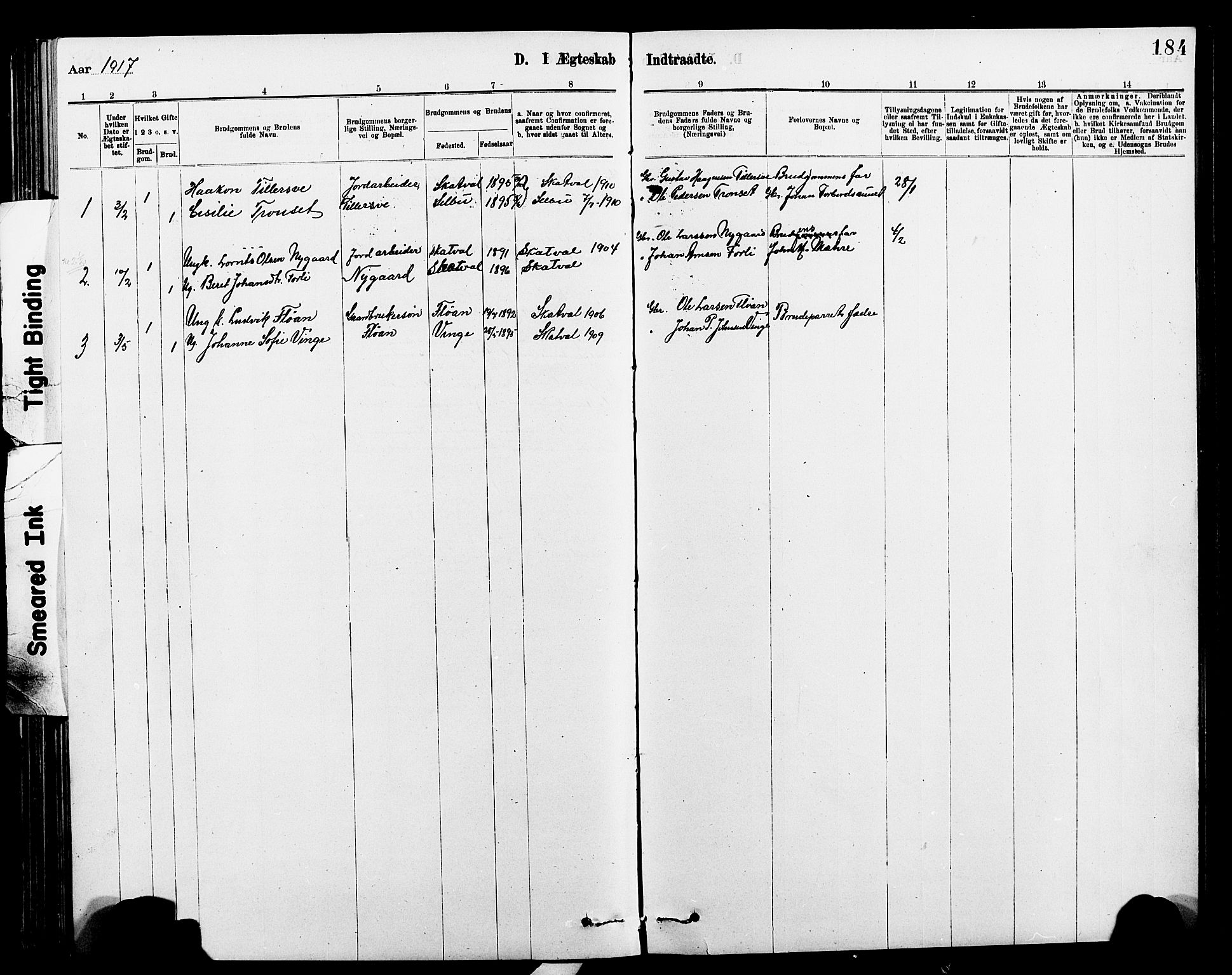 Ministerialprotokoller, klokkerbøker og fødselsregistre - Nord-Trøndelag, SAT/A-1458/712/L0103: Parish register (copy) no. 712C01, 1878-1917, p. 184